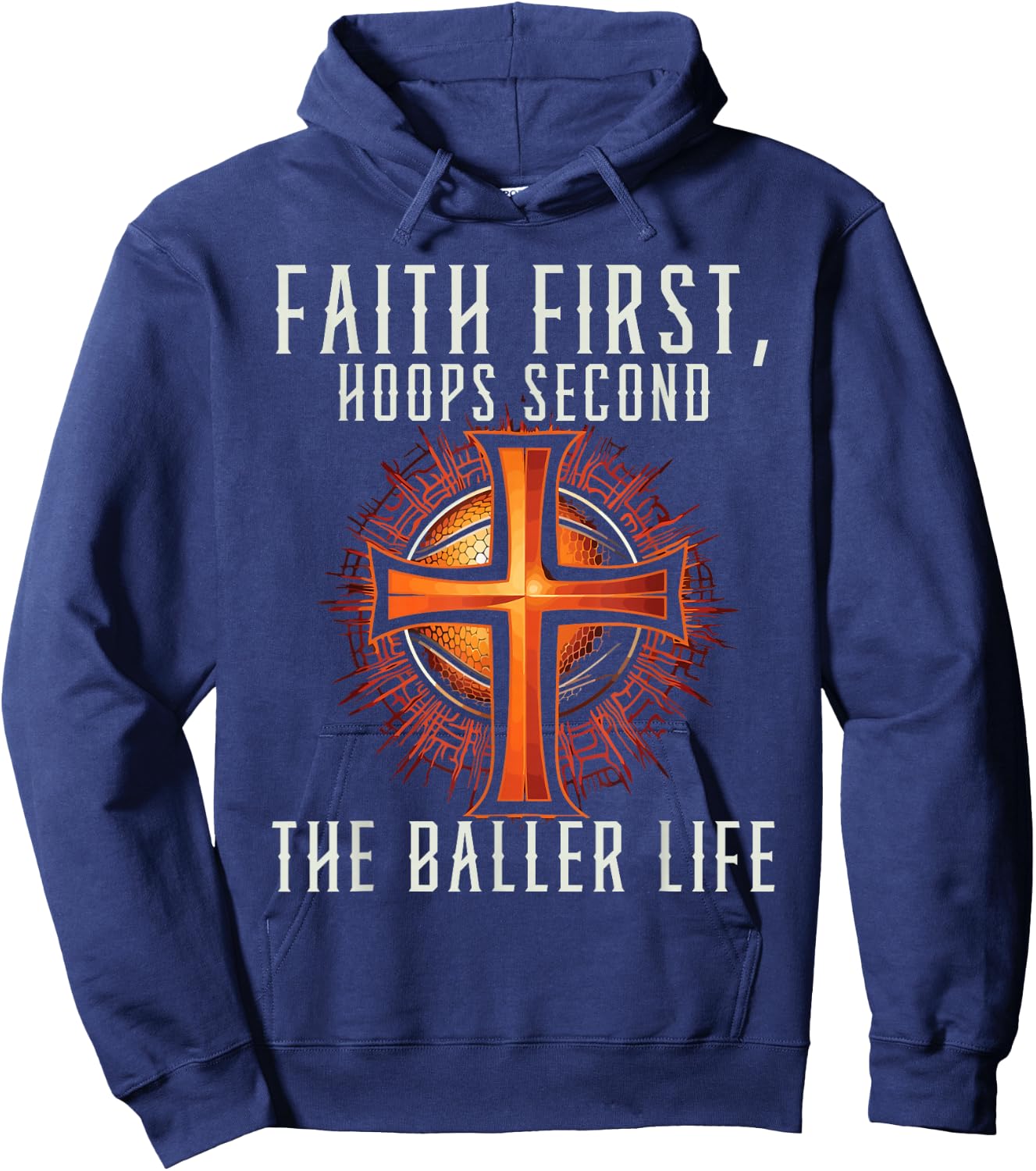 Basketball And Jesus Christ Christian Believer Hooper Hoodie - Hoodie | Navy