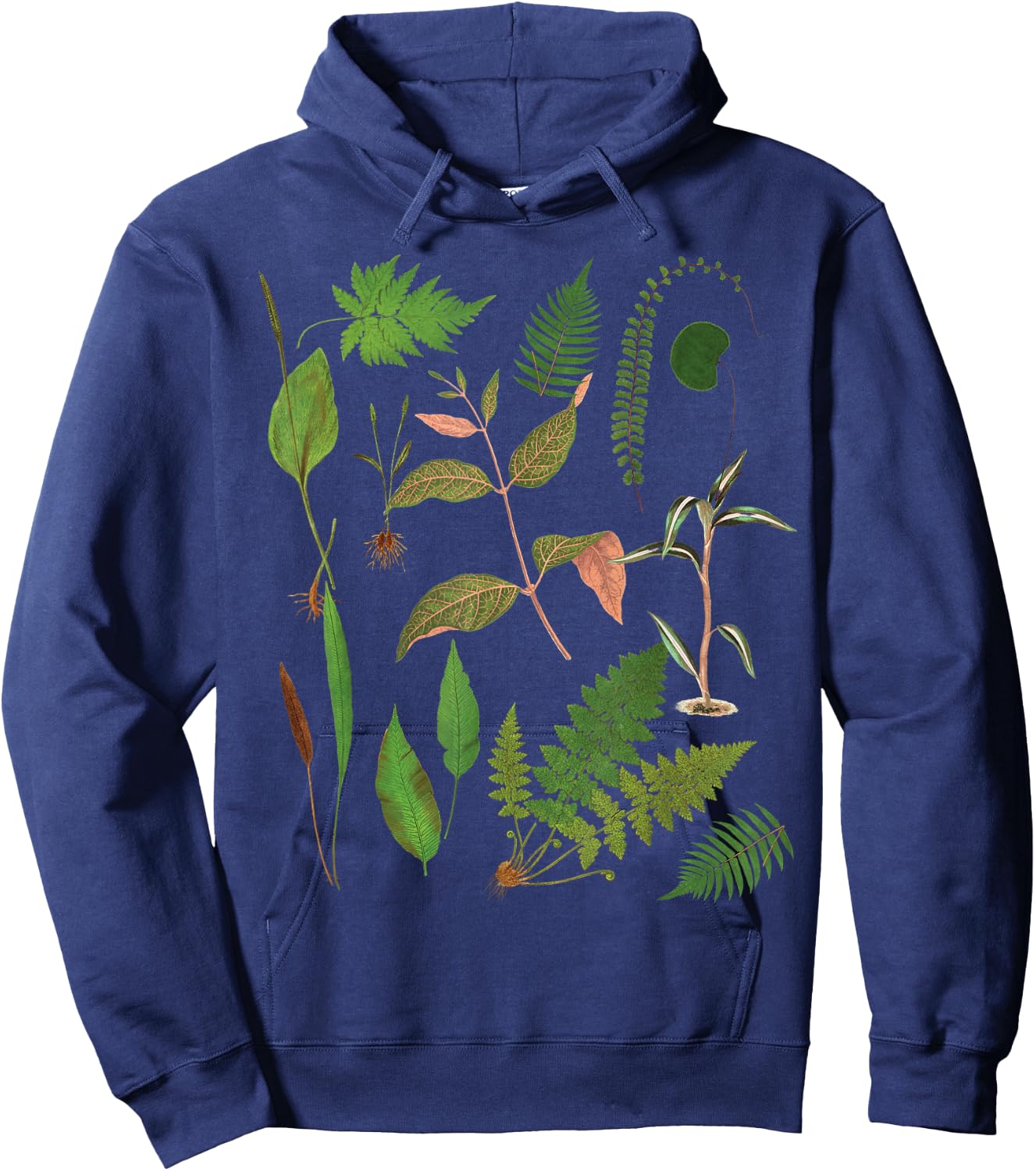 Vintage Botanical Flower Fern Leaf Green Plant Botany Hoodie - Hoodie | Navy