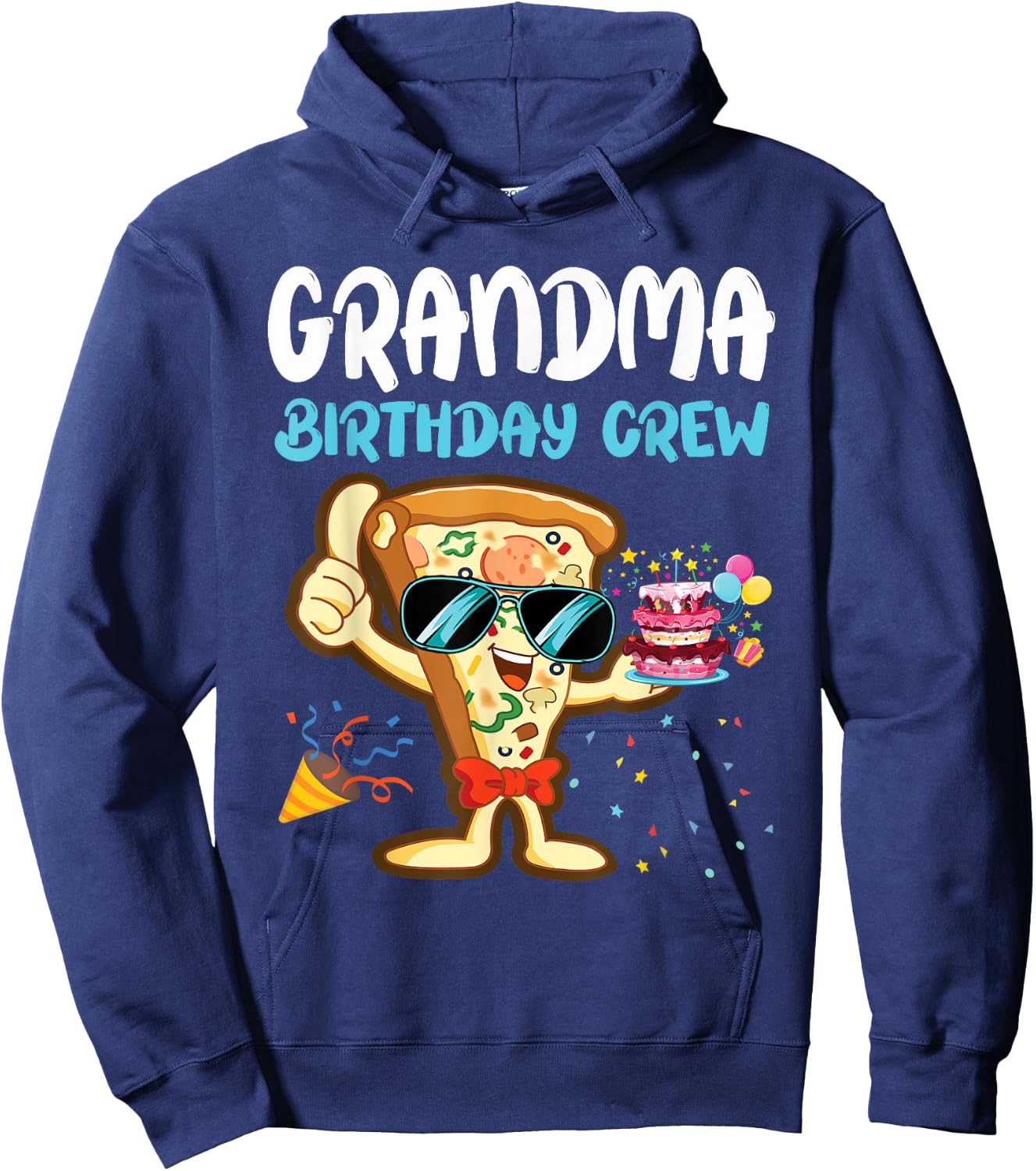 Grandma Birthday Crew Pizza Lover Party Boys Kid Girls Theme Hoodie - Hoodie | Navy