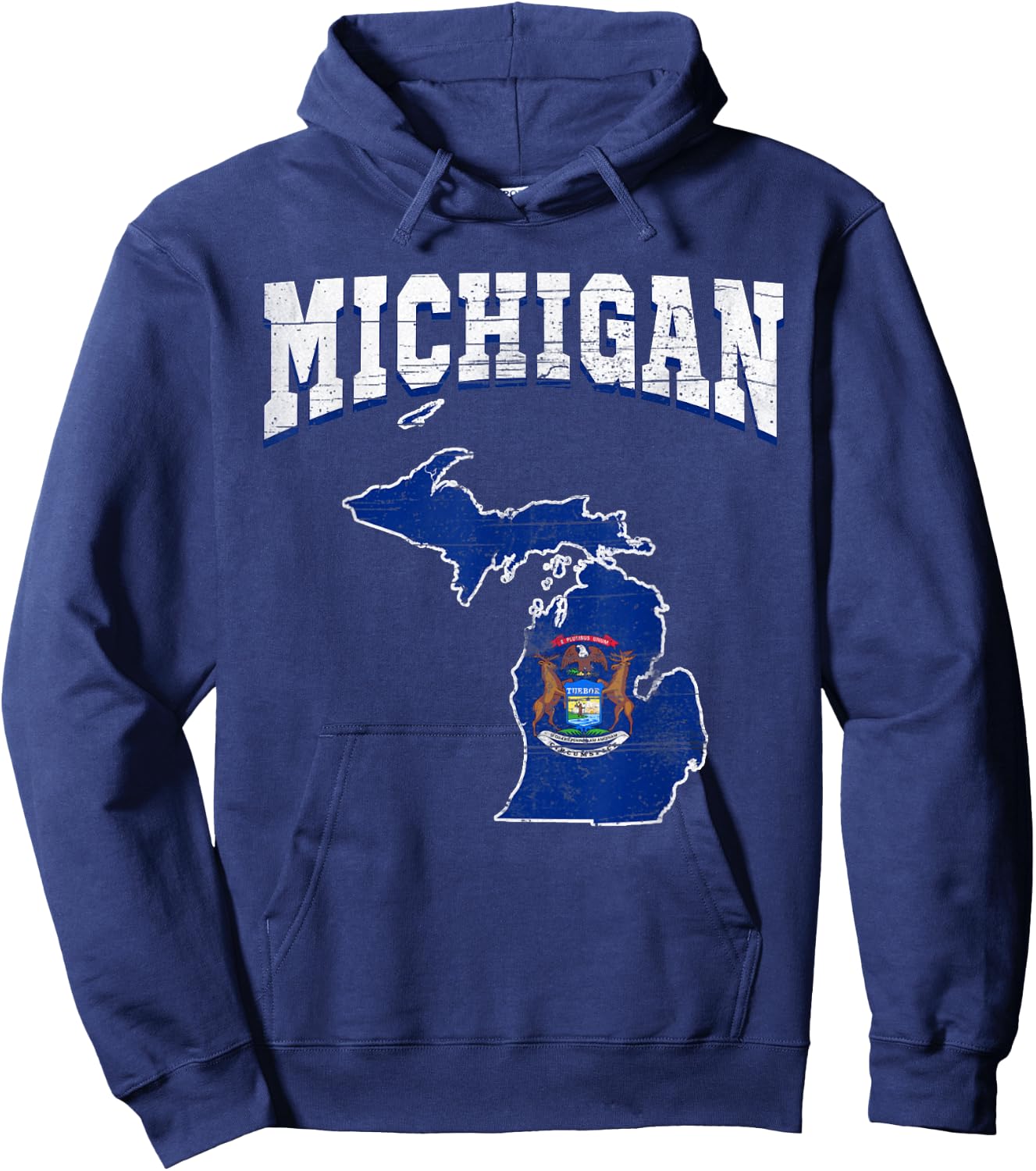 US Citizen Proud America State Flag Land Map Michigan Hoodie - Hoodie | Navy