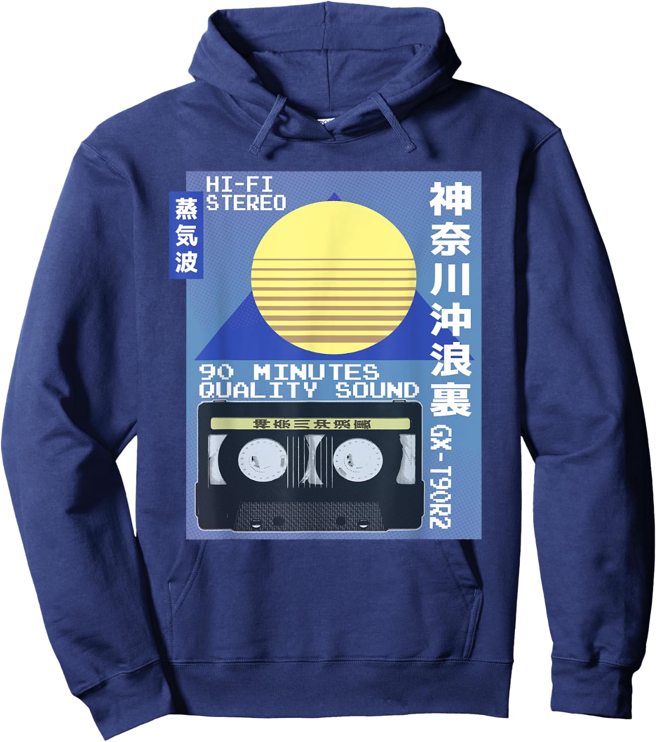 Vintage Cassette Ad Japanese 80s Retro Vaporwave Aesthetic Hoodie - Hoodie | Navy