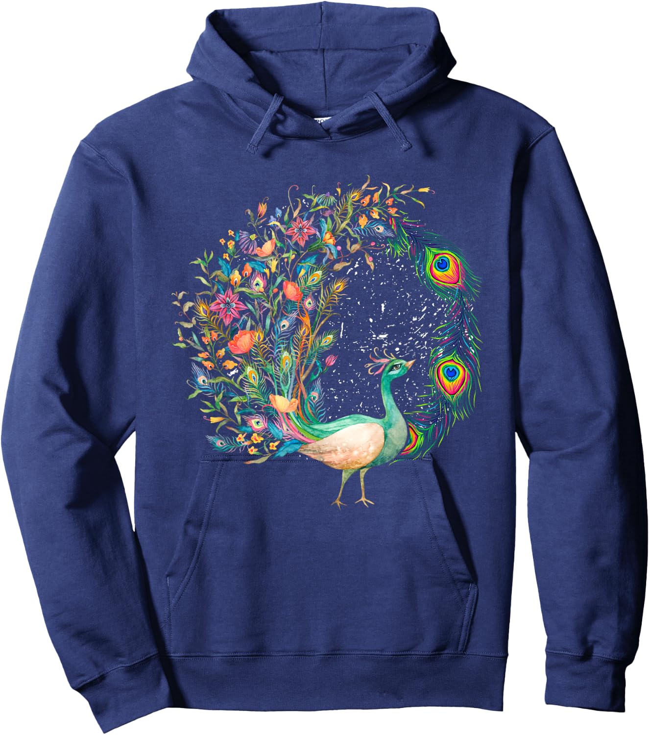 Beautiful Peacock | Colorful Bird | Peacock Feathers Hoodie - Hoodie | Navy