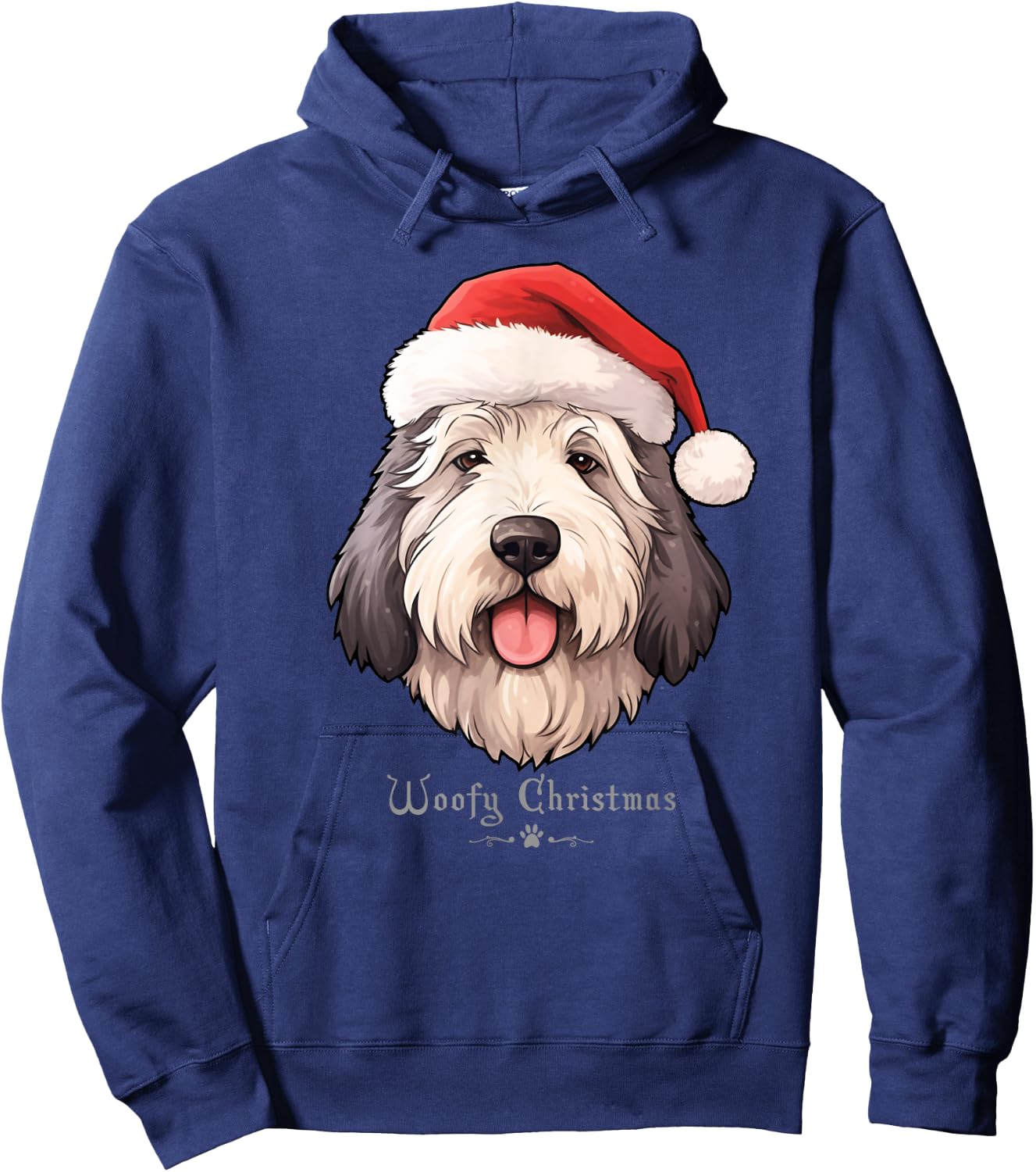 Old English Sheepdog Funny Woofy Christmas Simple Design Hoodie - Hoodie | Navy
