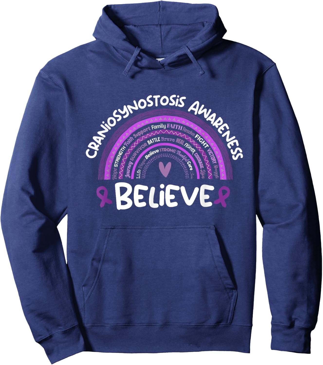 Believe | Craniosynostosis Awareness Month Hoodie - Hoodie | Navy