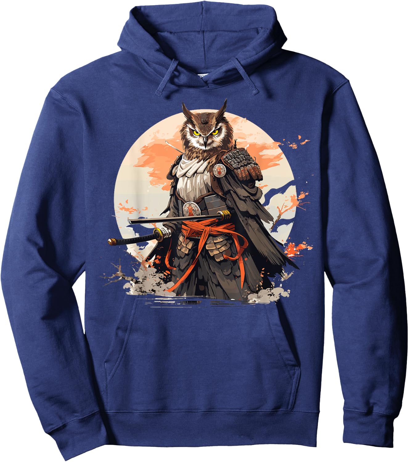 Samurai Owl Warrior Japanese Ninja Bird Owl Kawaii Hoodie - Hoodie | Navy
