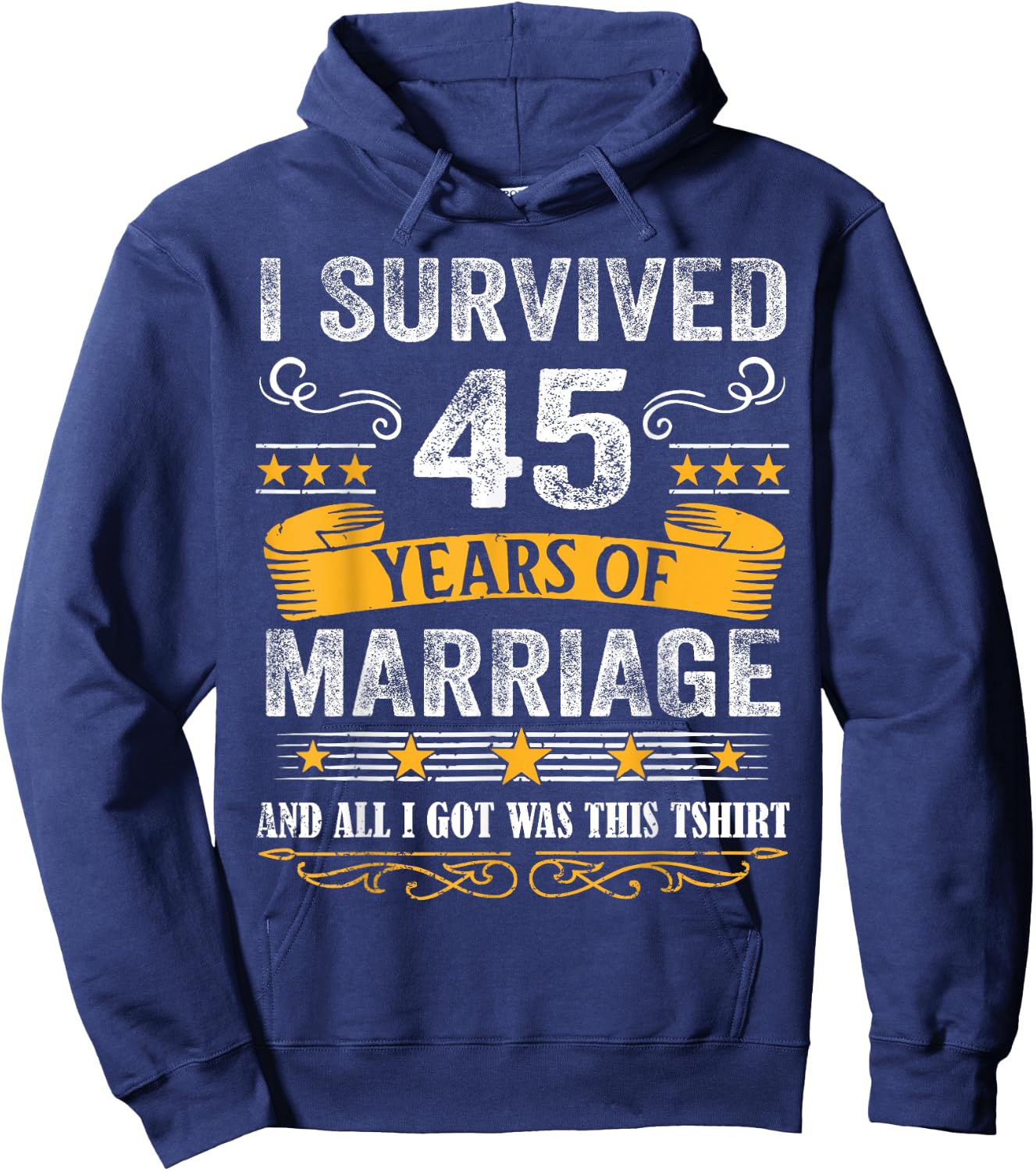 45th Wedding Anniversary shirt Couples Husband Wife 45 Years Hoodie - Hoodie | Navy