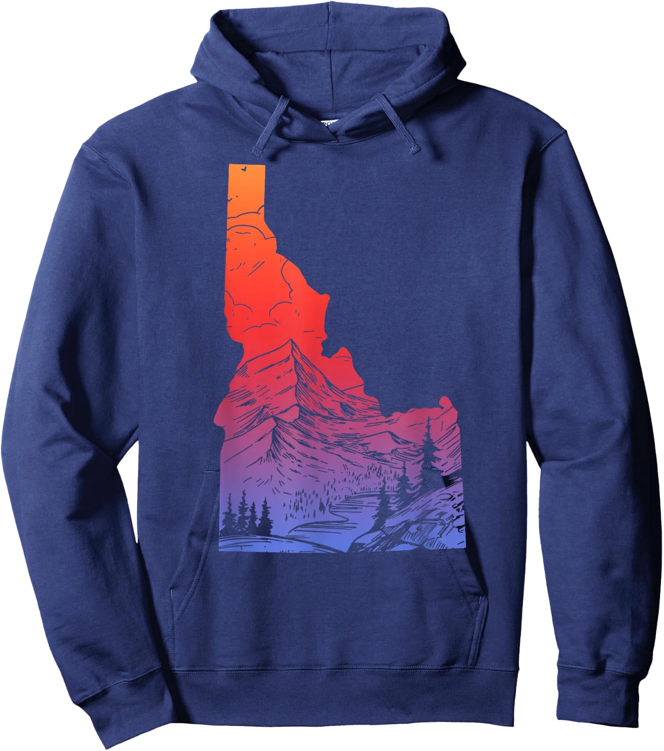 Idaho Mountains Pride State Map Hiking Camping Vintage Hoodie - Hoodie | Navy