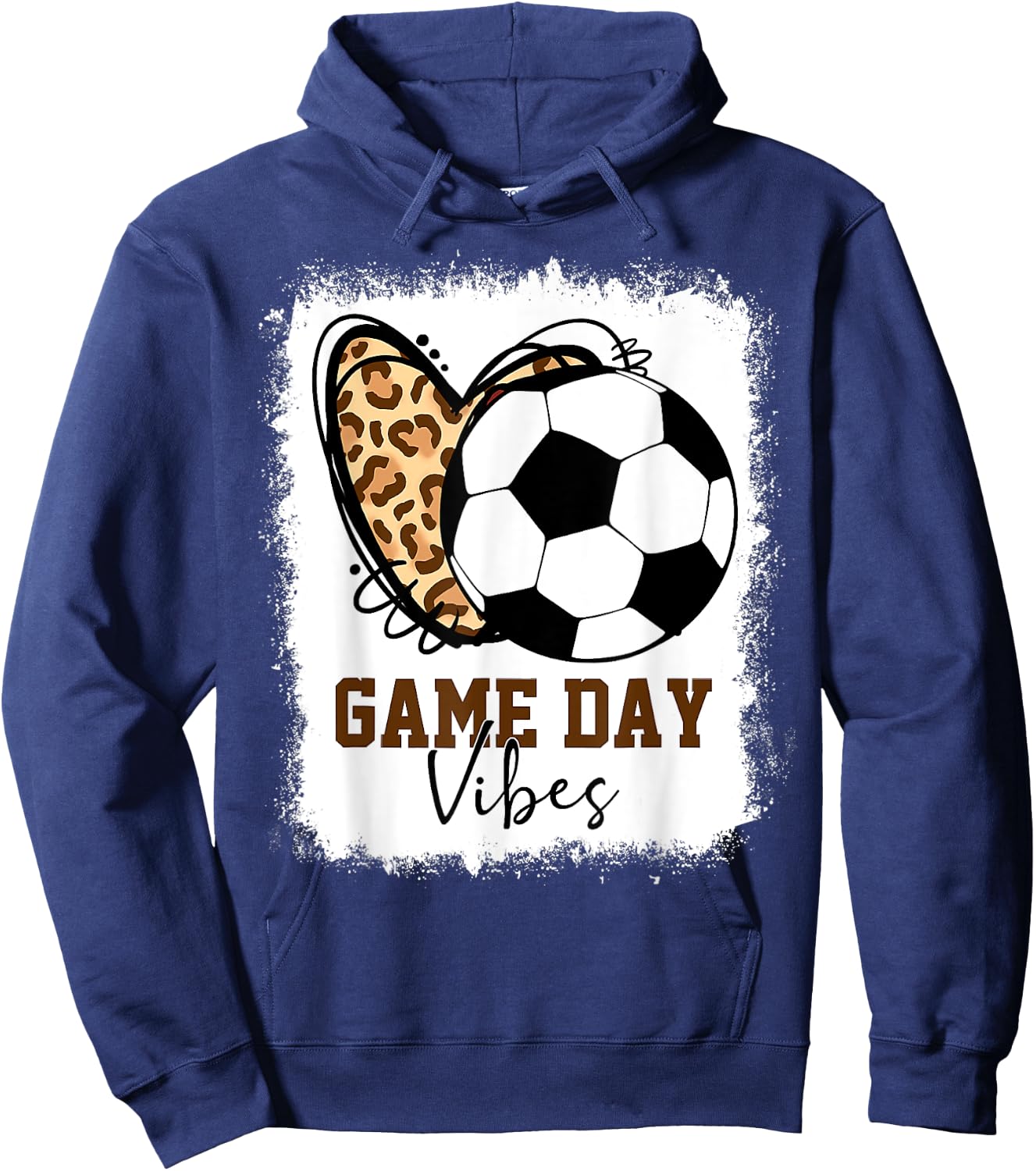 Bleached Soccer Game Day Vibes Soccer Mom Game Day Season Hoodie - Hoodie | Navy