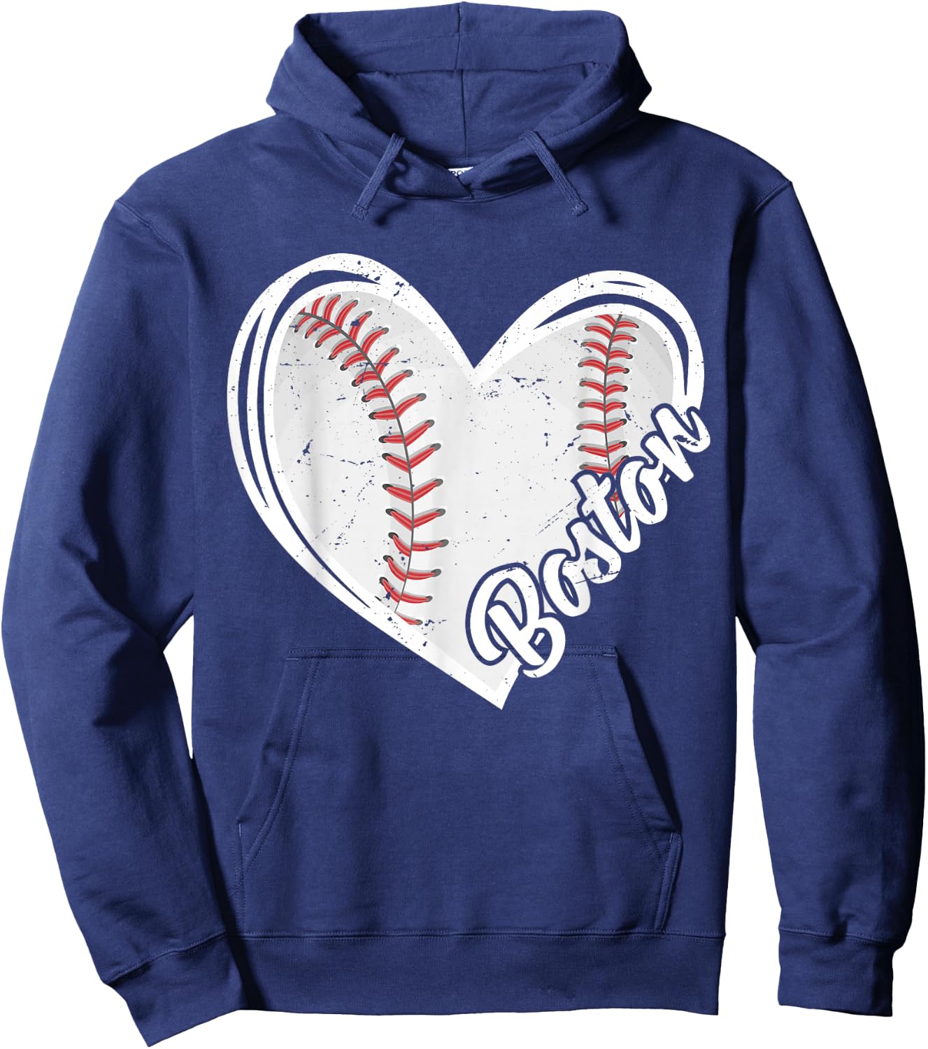 Boston Vintage Baseball Fans Men Women Boys Baseball Heart Hoodie - Hoodie | Navy