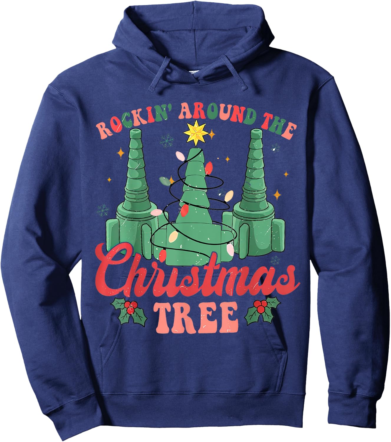 Rockin' Around The Xmas Tree Nurse Respiratory Therapist Hoodie - Hoodie | Navy