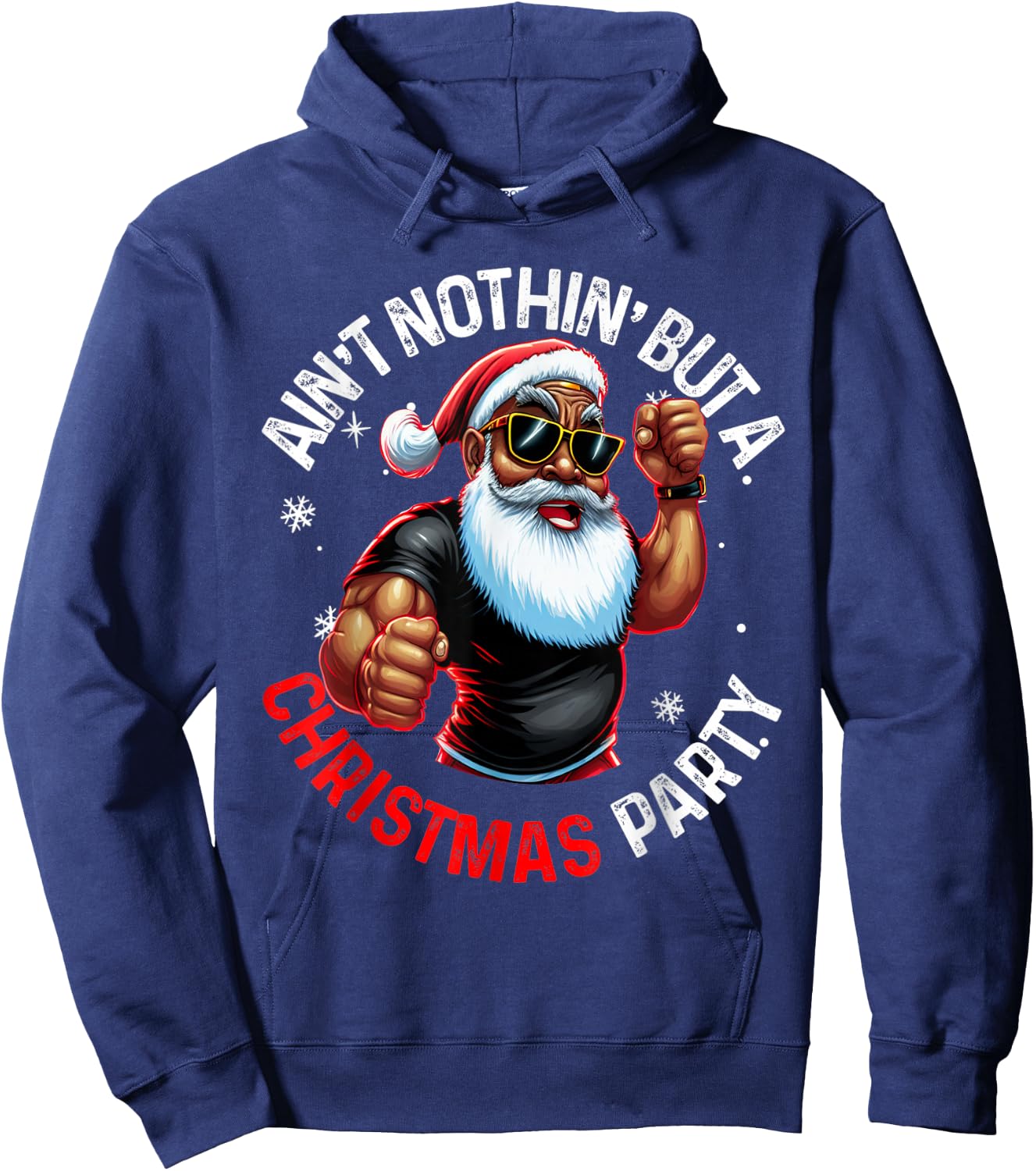 African American Santa Claus Christmas Pajama MenWomen Hoodie - Hoodie | Navy
