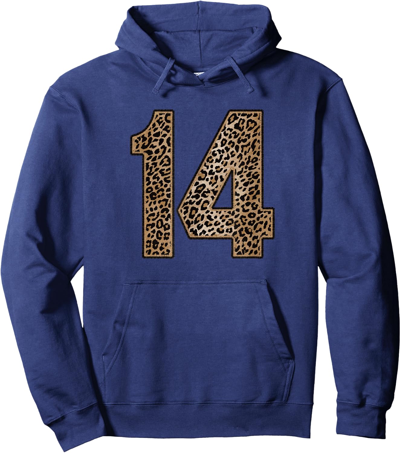 Leopard Number 14 Athlete Sports Jersey Supporter Fanwear Hoodie - Hoodie | Navy