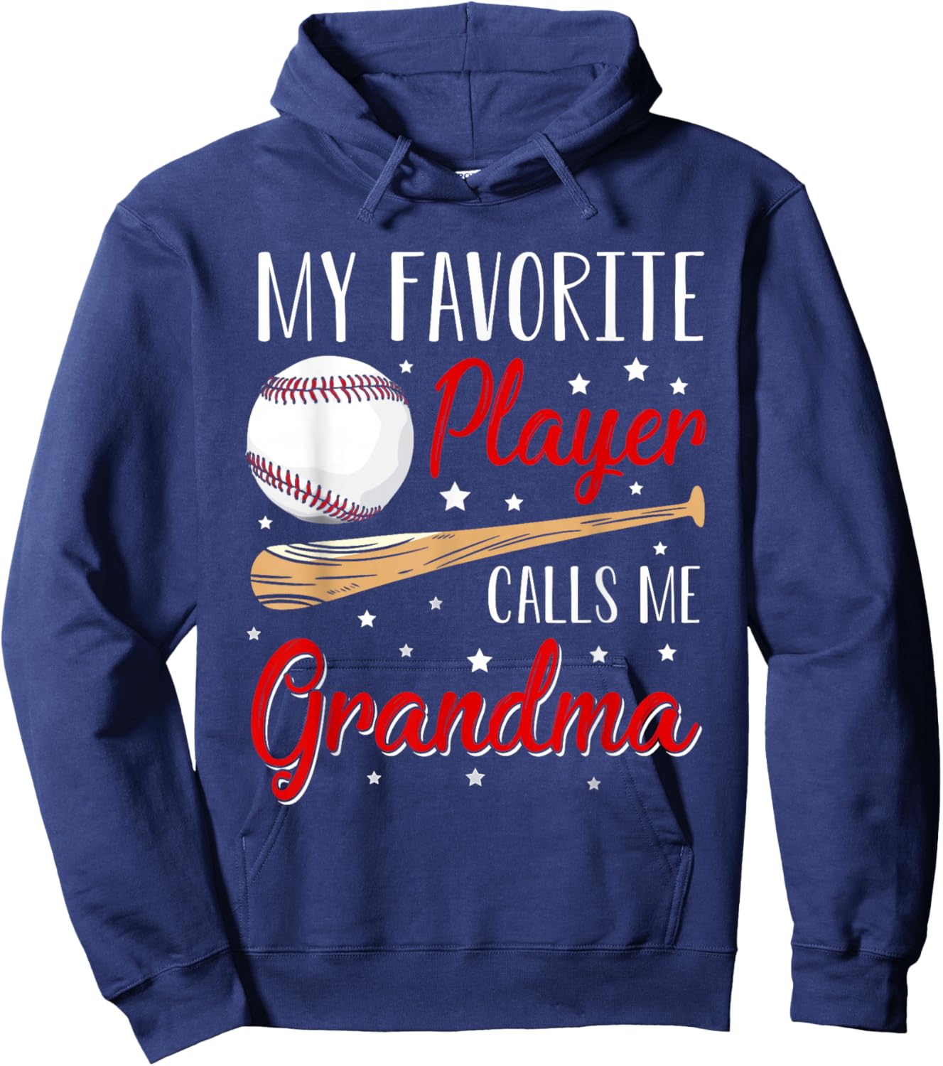 Baseball My Favorite Player Calls Me Grandma Heart Hoodie - Hoodie | Navy