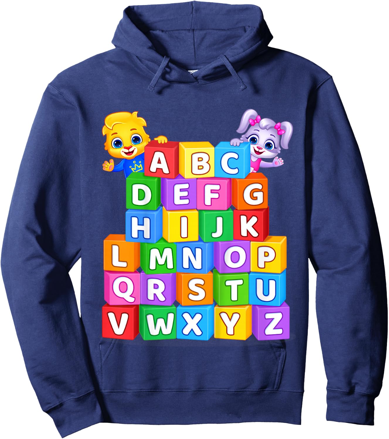 Colorful Alphabet Letters A to Z for Kids by Lucas & Friends Hoodie - Hoodie | Navy