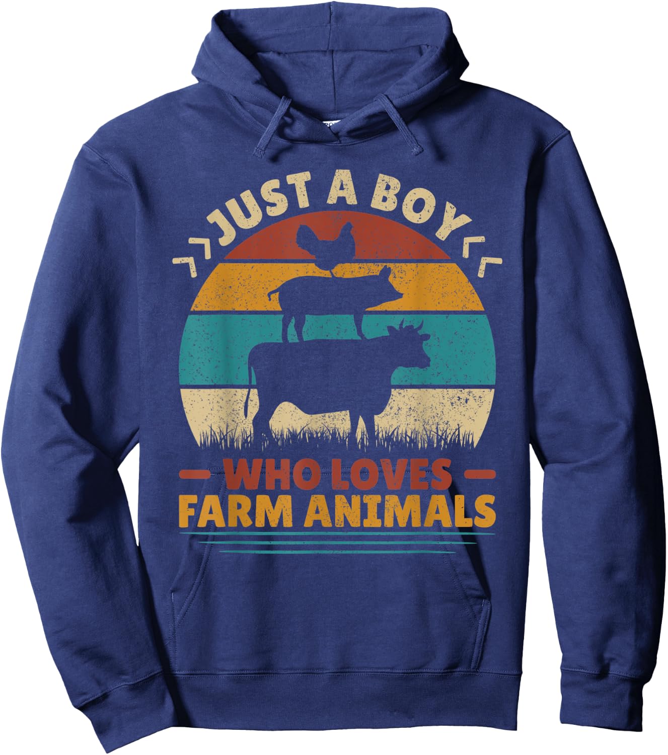 Just A Boy Who Loves Farm Animals Lover Funny Men Farmer Boy Hoodie - Hoodie | Navy
