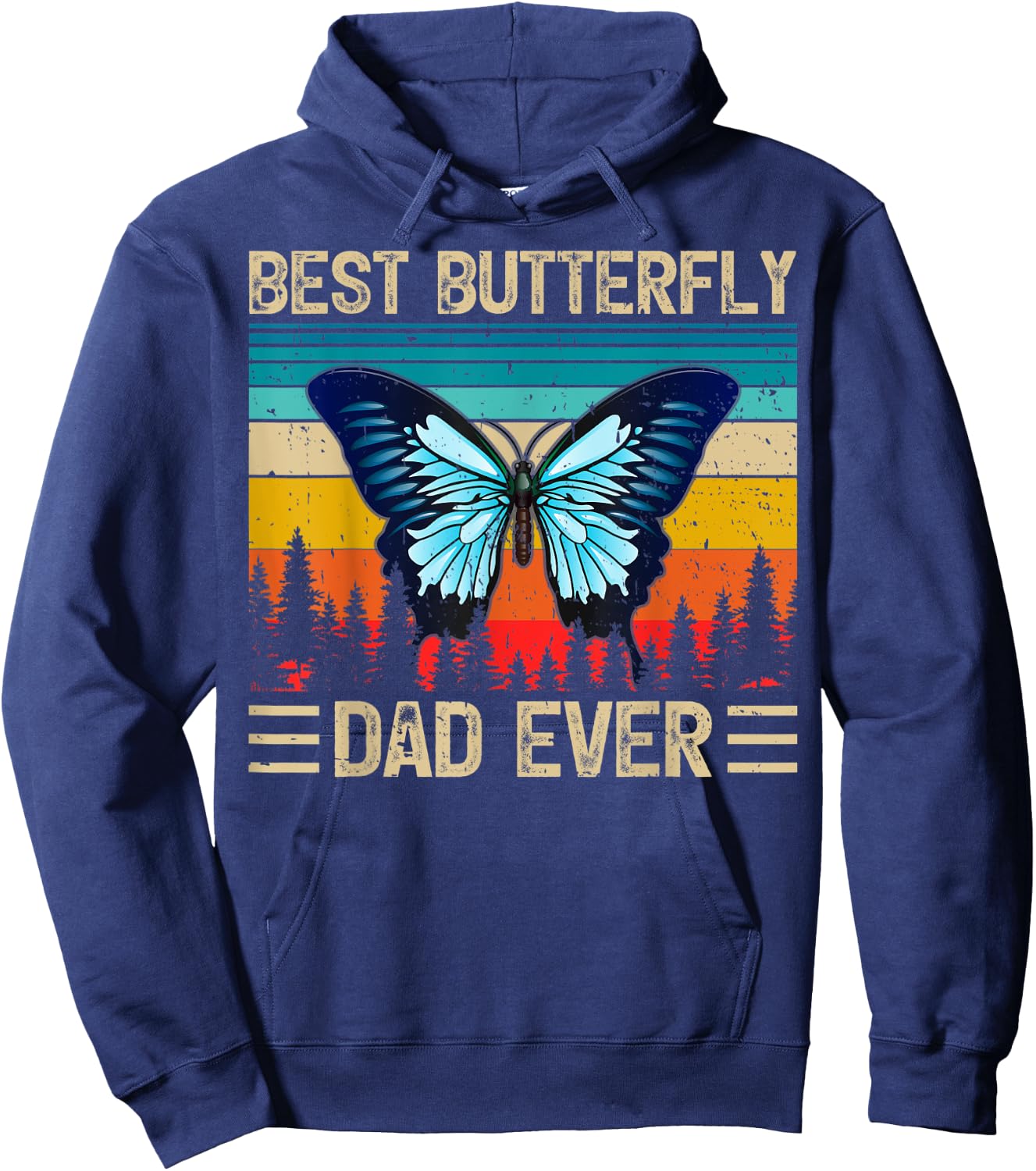Butterfly Vintage Funny Best Butterfly Dad Ever Father's Day Hoodie - Hoodie | Navy