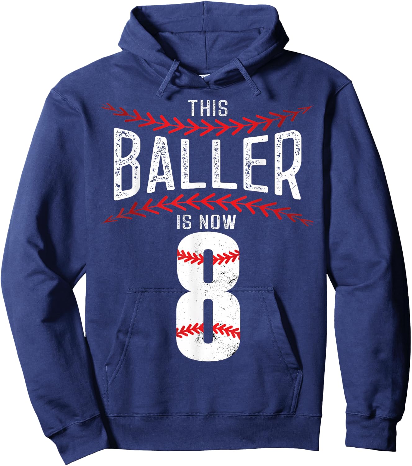 This Baller is now 8 Boy Baseball Birthday Party Hoodie - Hoodie | Navy