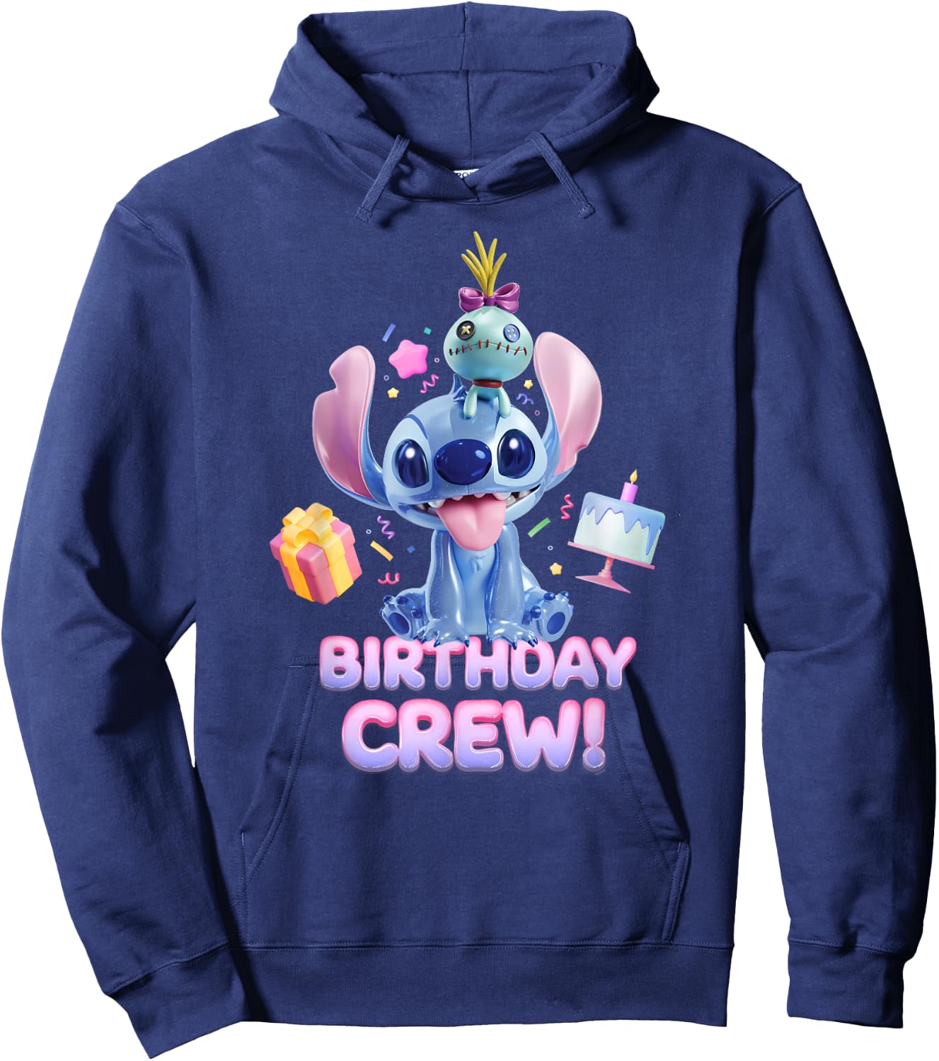 Disney Lilo & Stitch with Scrump Big Shiny Birthday Crew Hoodie - Hoodie | Navy