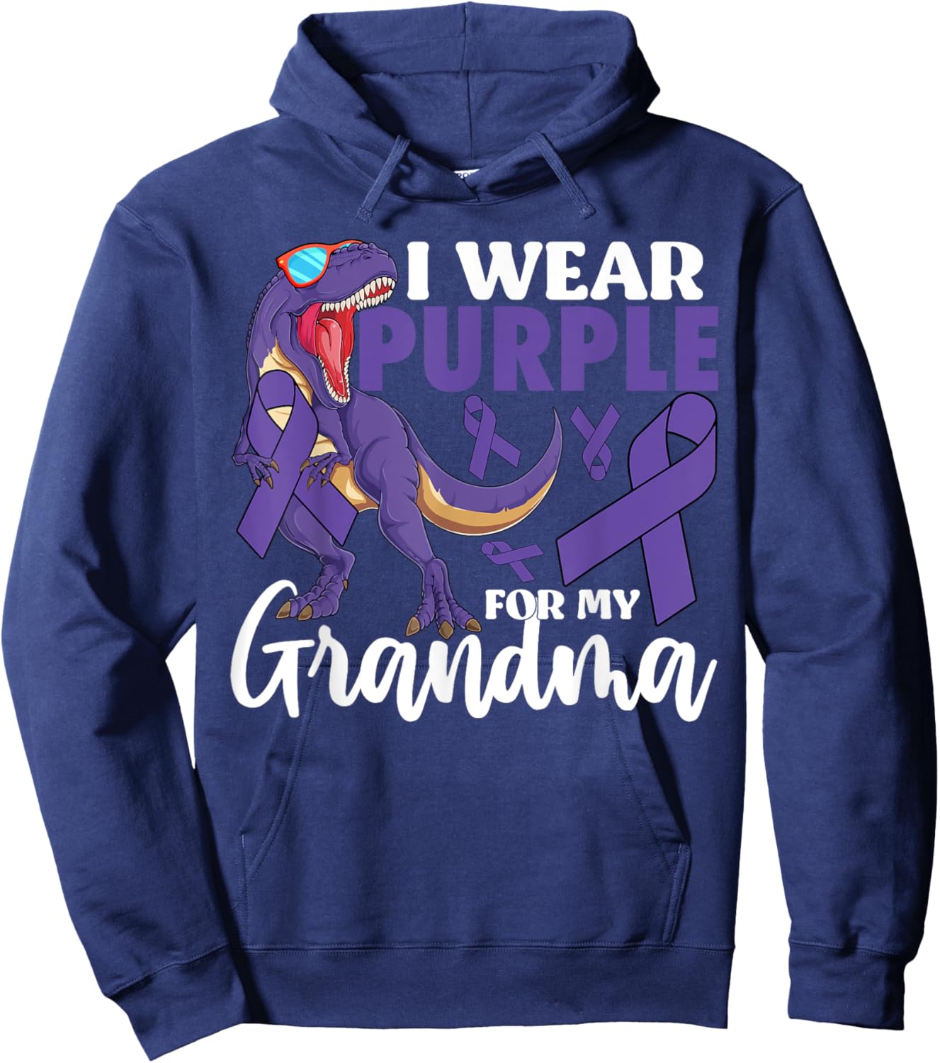 I Wear Purple For My Grandma Pancreatic Cancer Awareness Hoodie - Hoodie | Navy