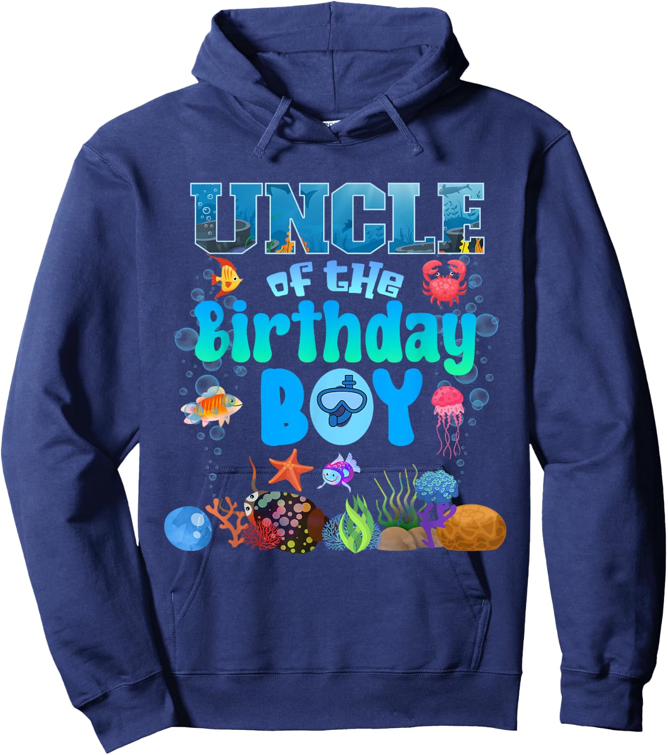 Uncle Of The Birthday Boy Aquarium Sea Animals Matching Hoodie - Hoodie | Navy