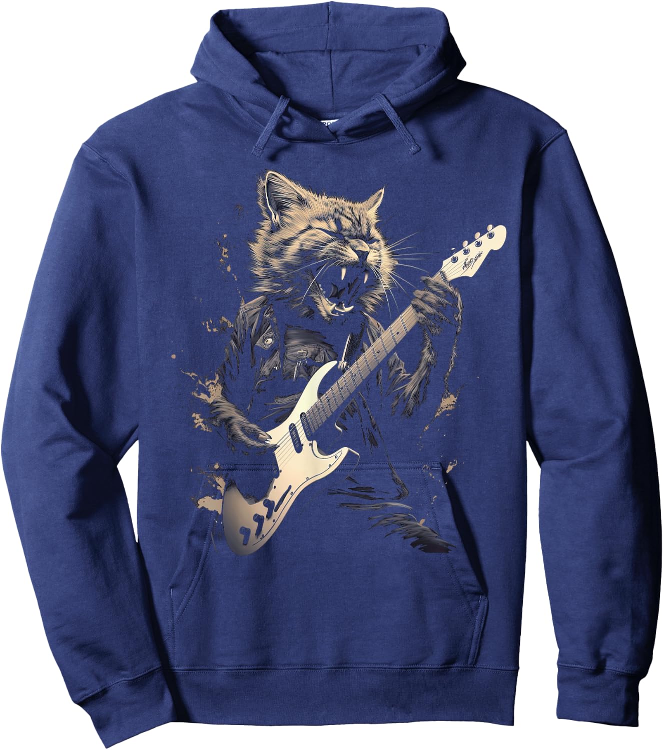 Cat Playing Bass Guitar Guitarist Rocker cool Men Women Kids Hoodie - Hoodie | Navy