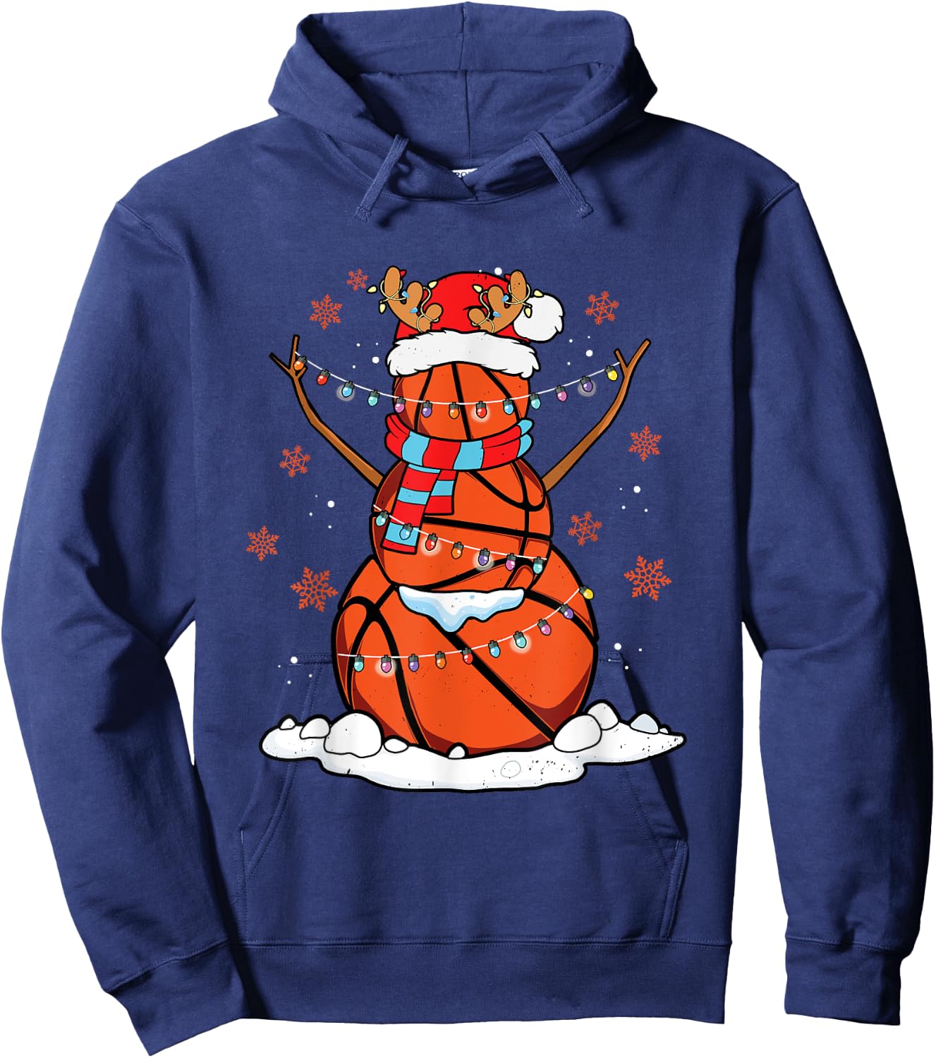 Christmas Basketball Players Team Sports Fan Coach Holiday Hoodie - Hoodie | Navy