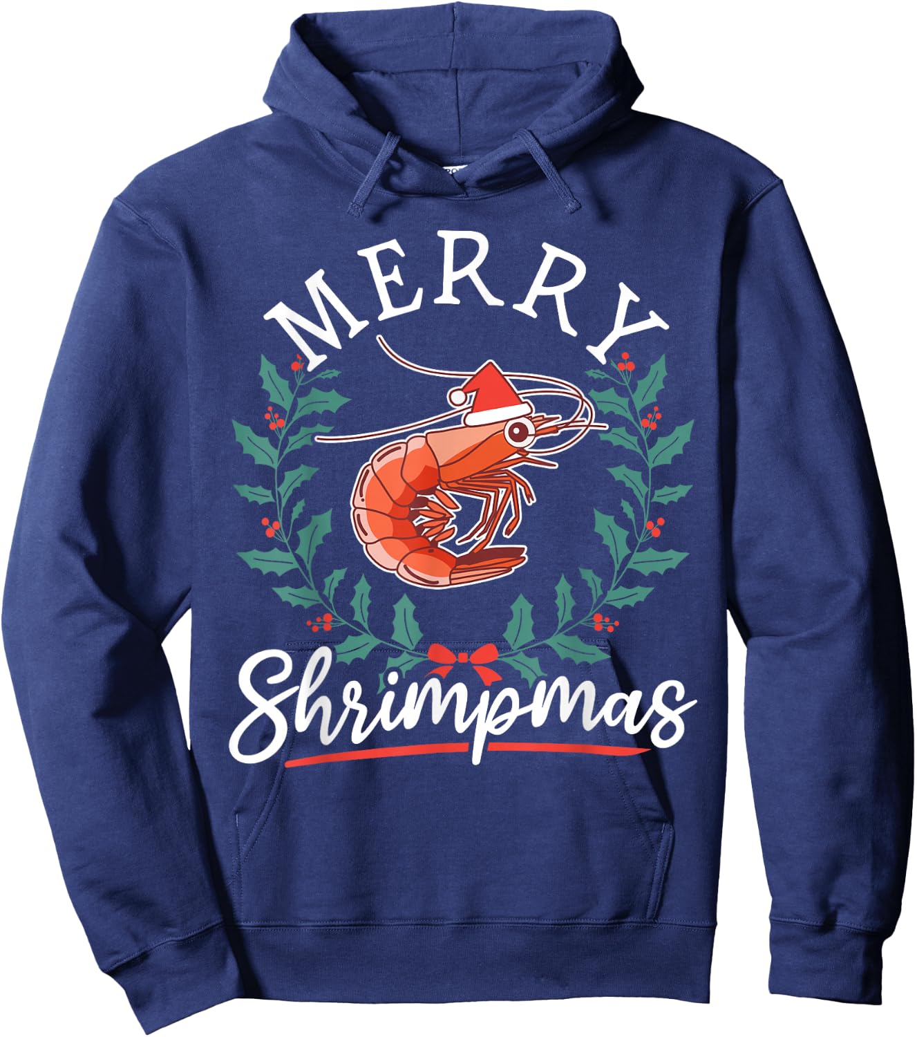 Shrimp Seafood Shellfish - Merry Shrimpmas Christmas Hoodie - Hoodie | Navy