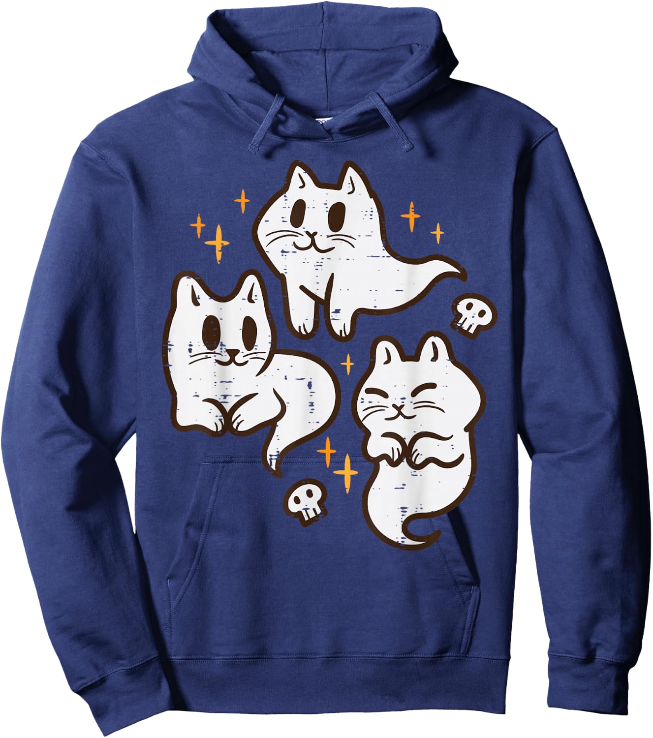Spooky Cat Ghosts Retro Vintage Halloween Women Girls Hoodie - Hoodie | Navy