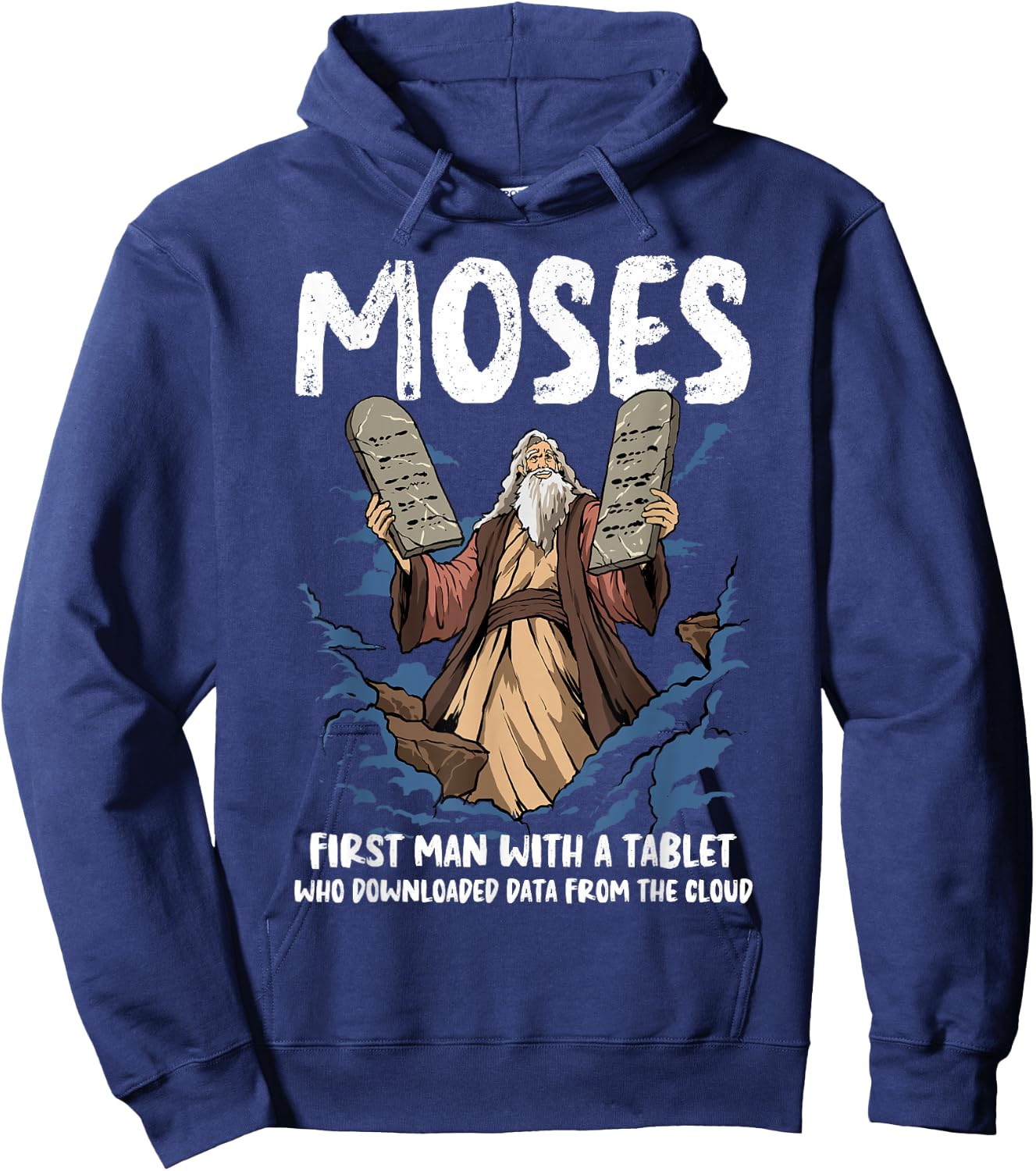 Funny Moses Shirt Christian Humor Bible Gospel Data Cloud Hoodie - Hoodie | Navy