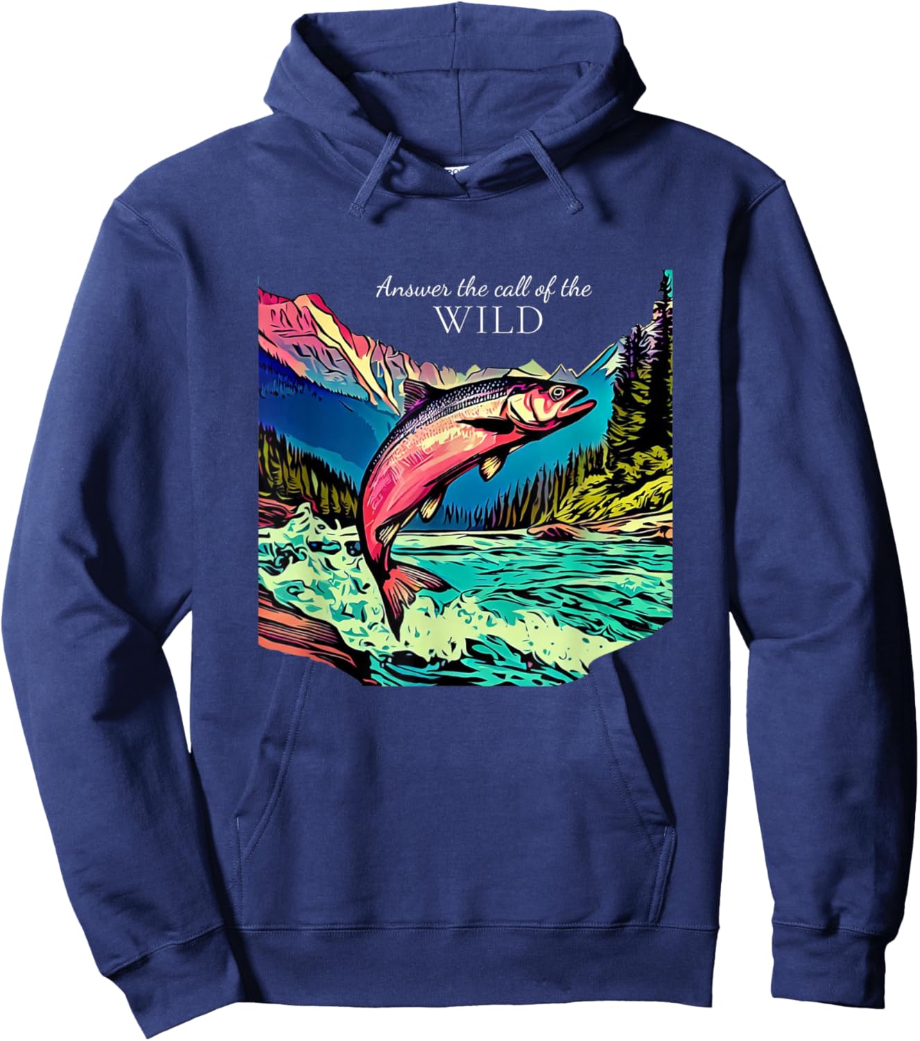 Answer the Call of the Wild Fly Fishing Outdoor Nature Hoodie - Hoodie | Navy