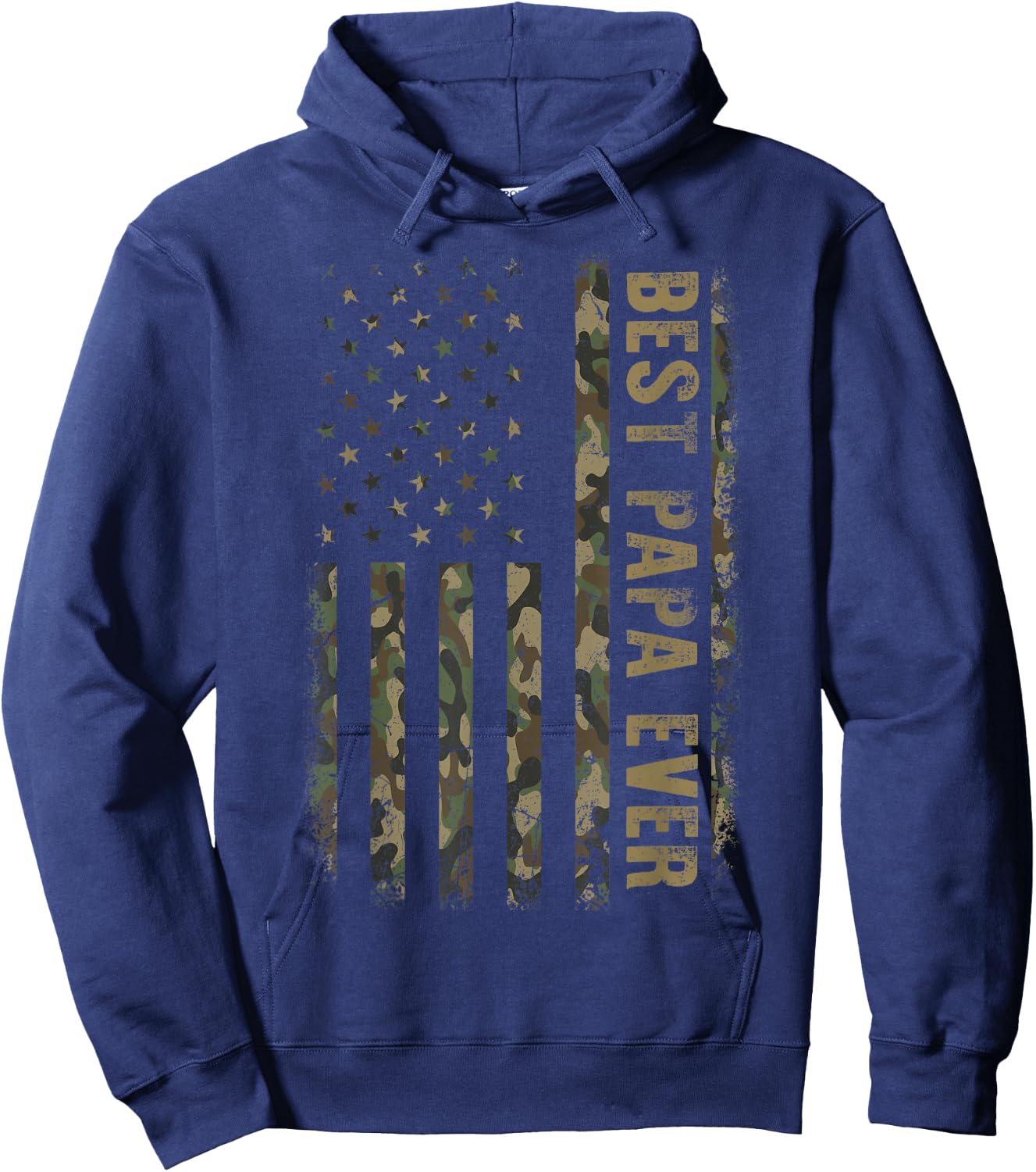 Best Papa Ever Camouflage American Flag Father's Day Hoodie - Hoodie | Navy