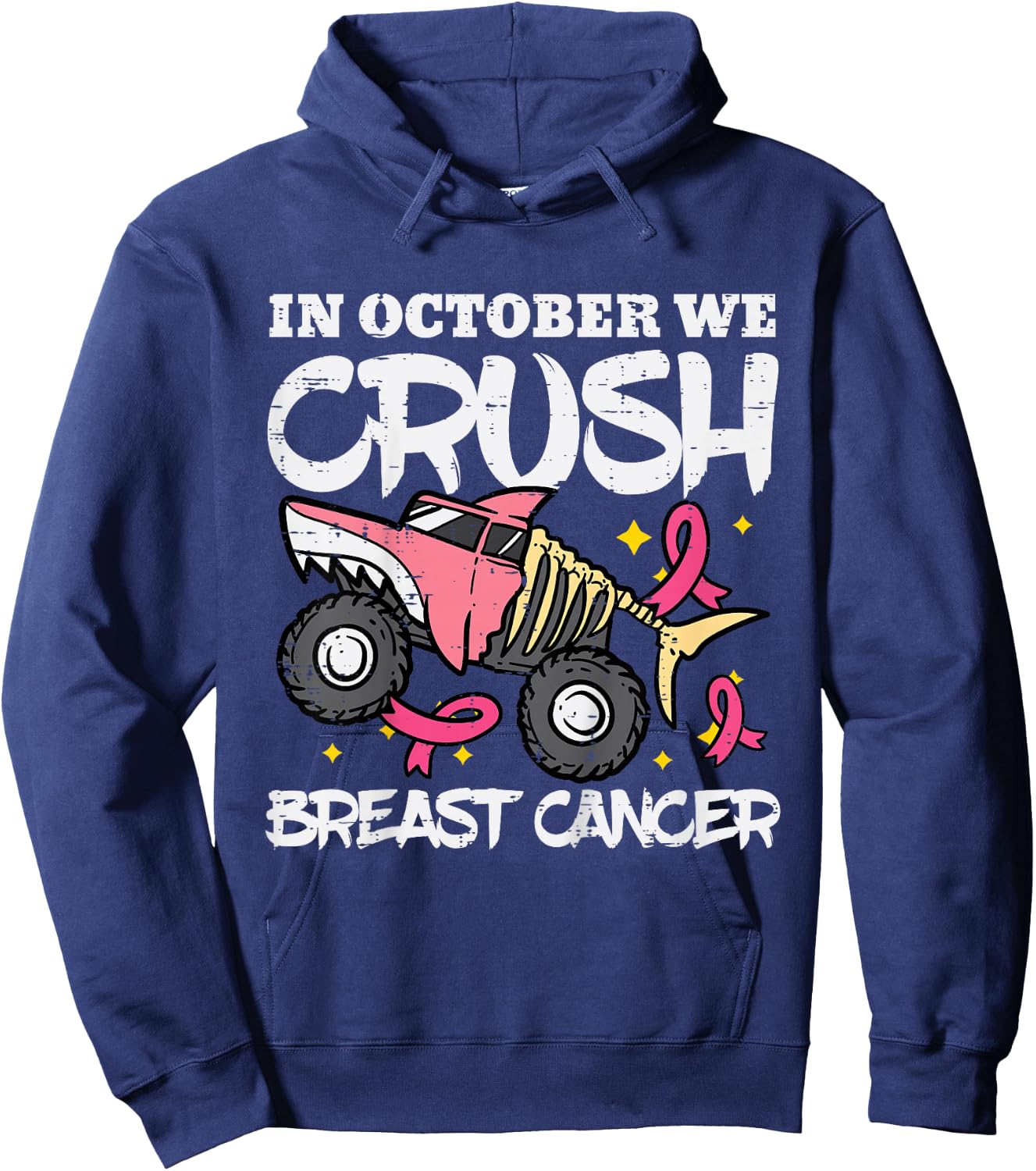 October Monster Truck Breast Cancer Halloween Toddler Boy Hoodie - Hoodie | Navy