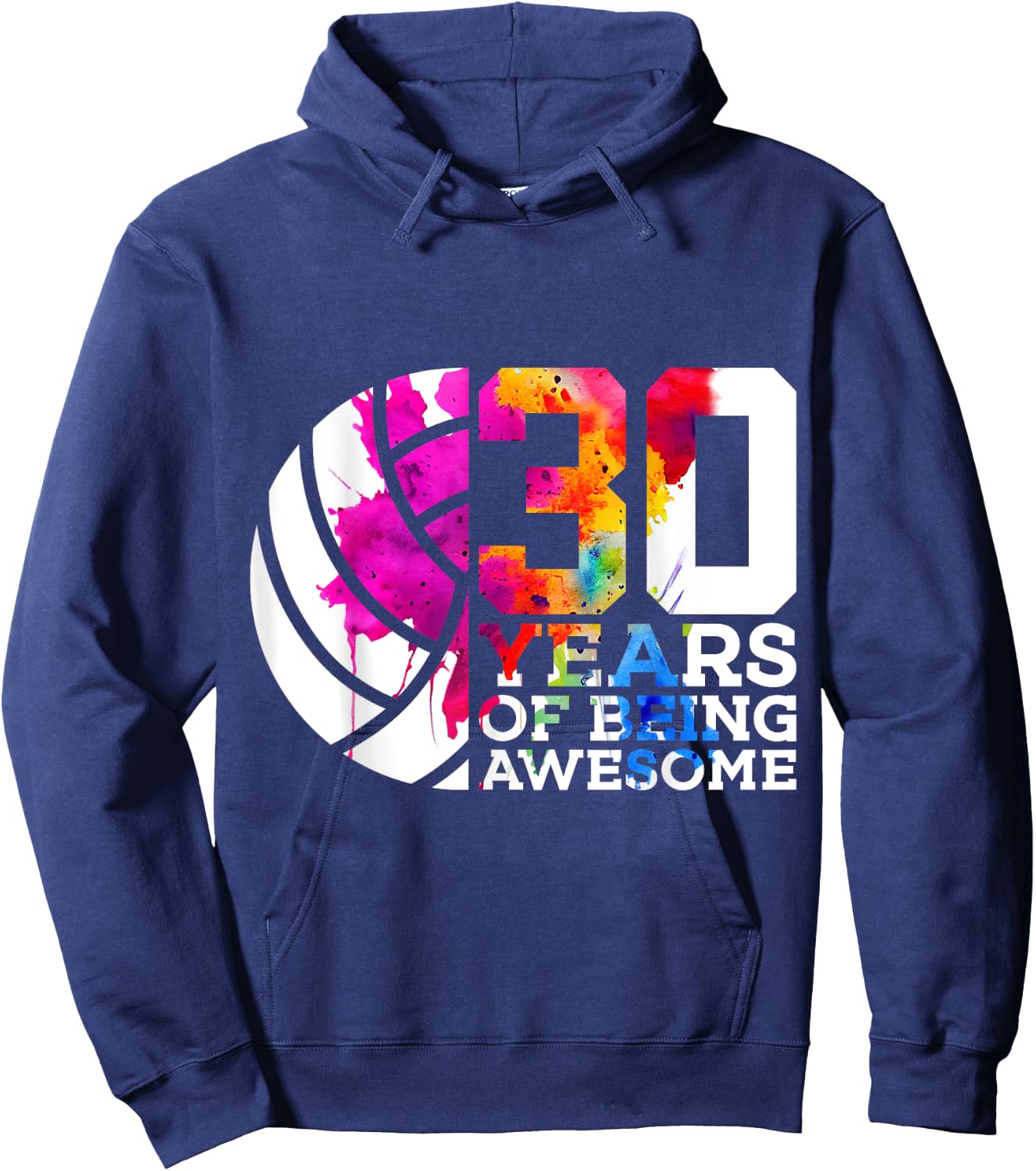 30 Years of Being Awesome Volleyball 30th Birthday Hoodie - Hoodie | Navy