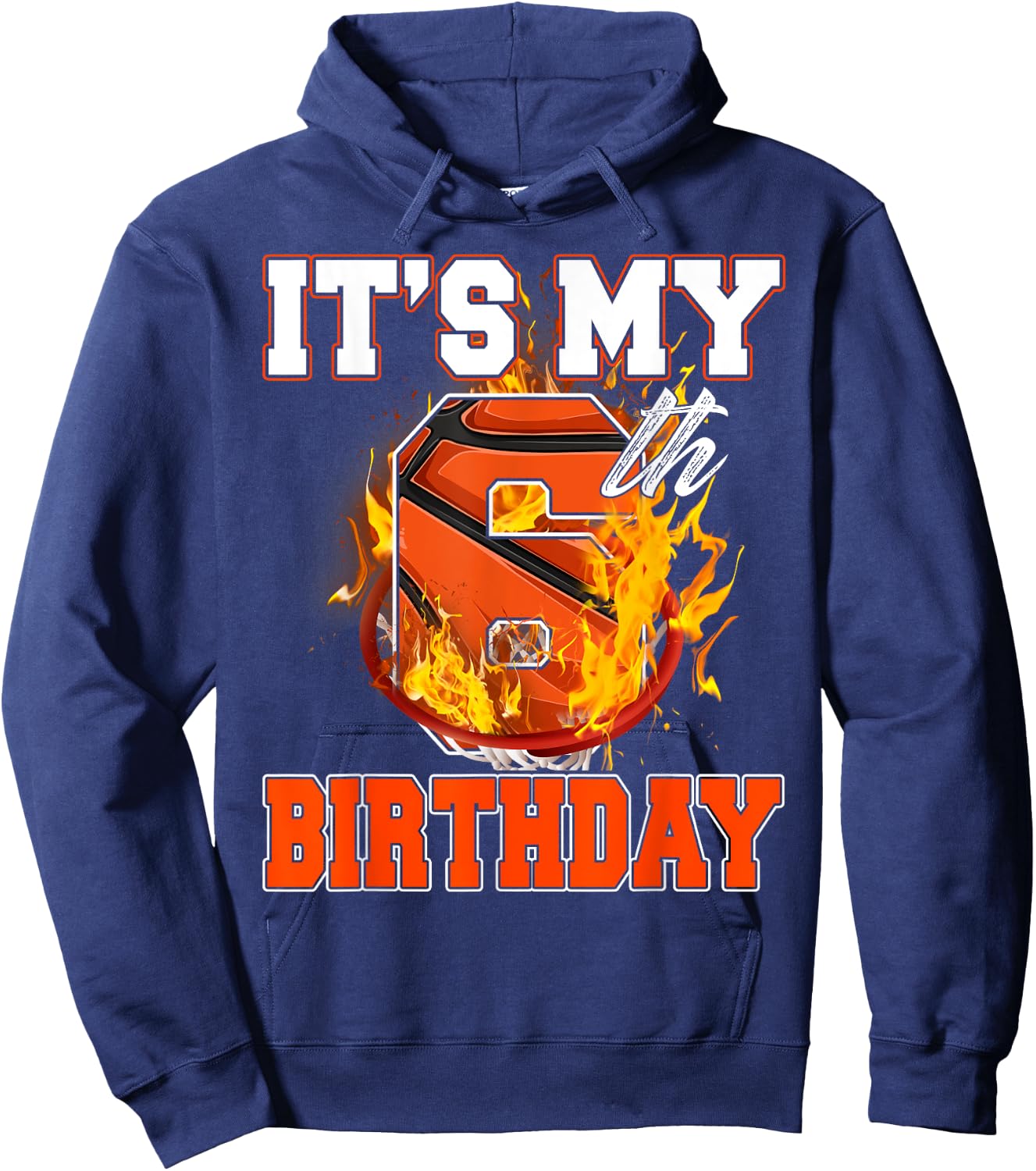 Funny It's My 6th Birthday 6 Years Old Basketball Ball Boy Hoodie - Hoodie | Navy