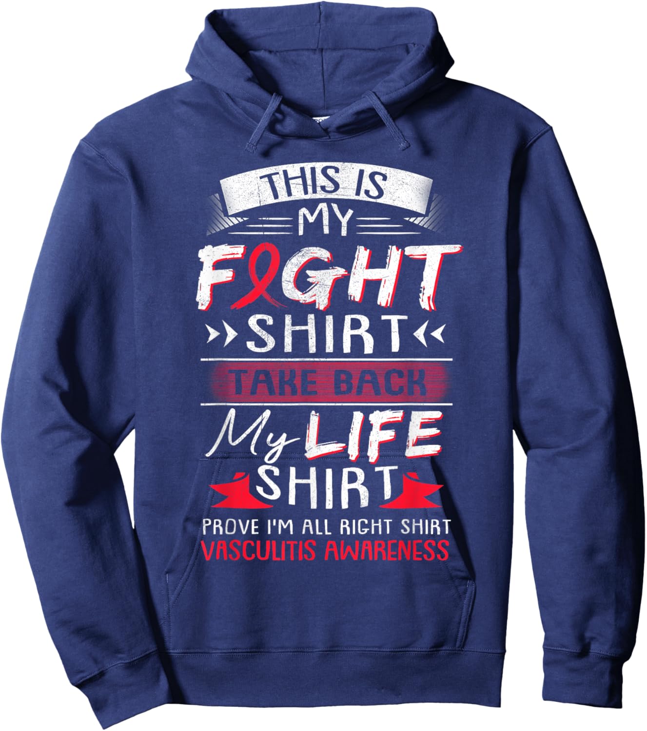 We Wear Red Vasculitis Awareness Ribbon Gift Hoodie - Hoodie | Navy