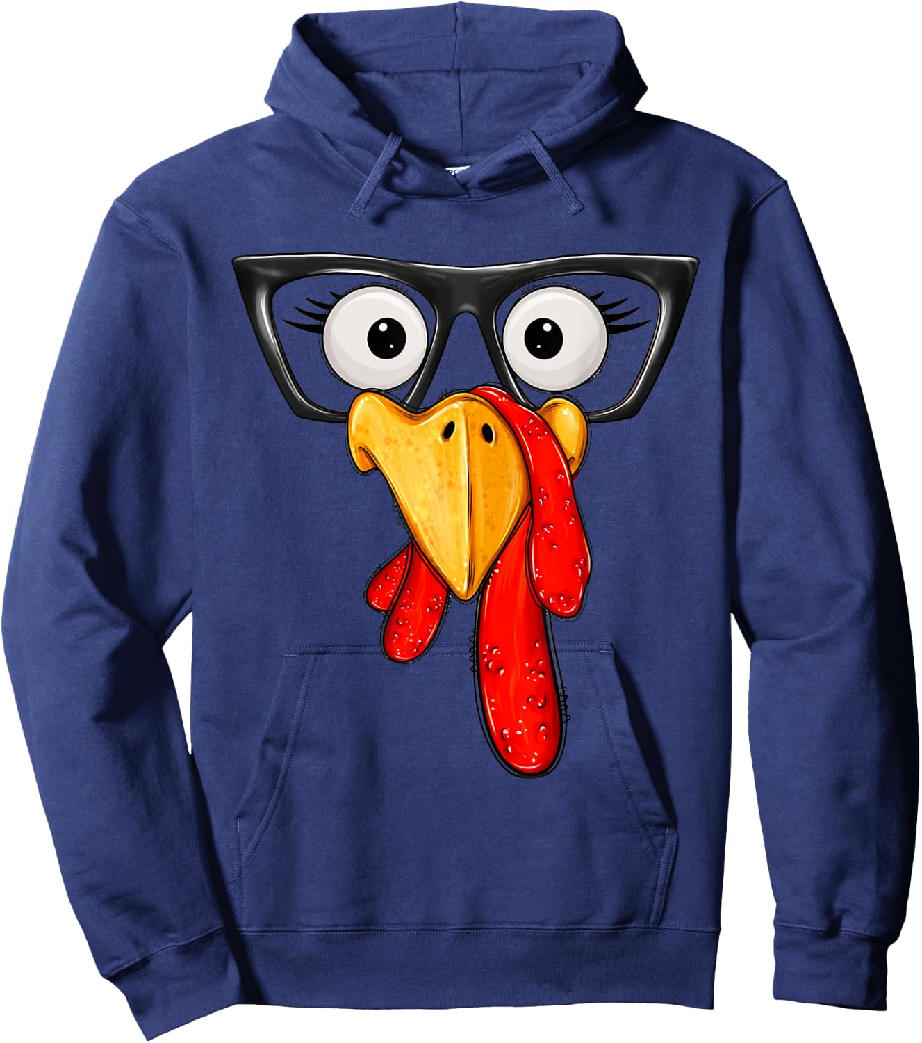 Cute Turkey Face Glasses Boys Kids Thanksgiving Family Hoodie - Hoodie | Navy