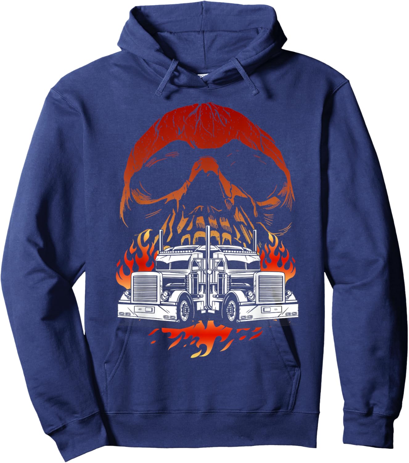 Truck Driver Design Dad Big Rig Semi-Trailer Truckin Hoodie - Hoodie | Navy