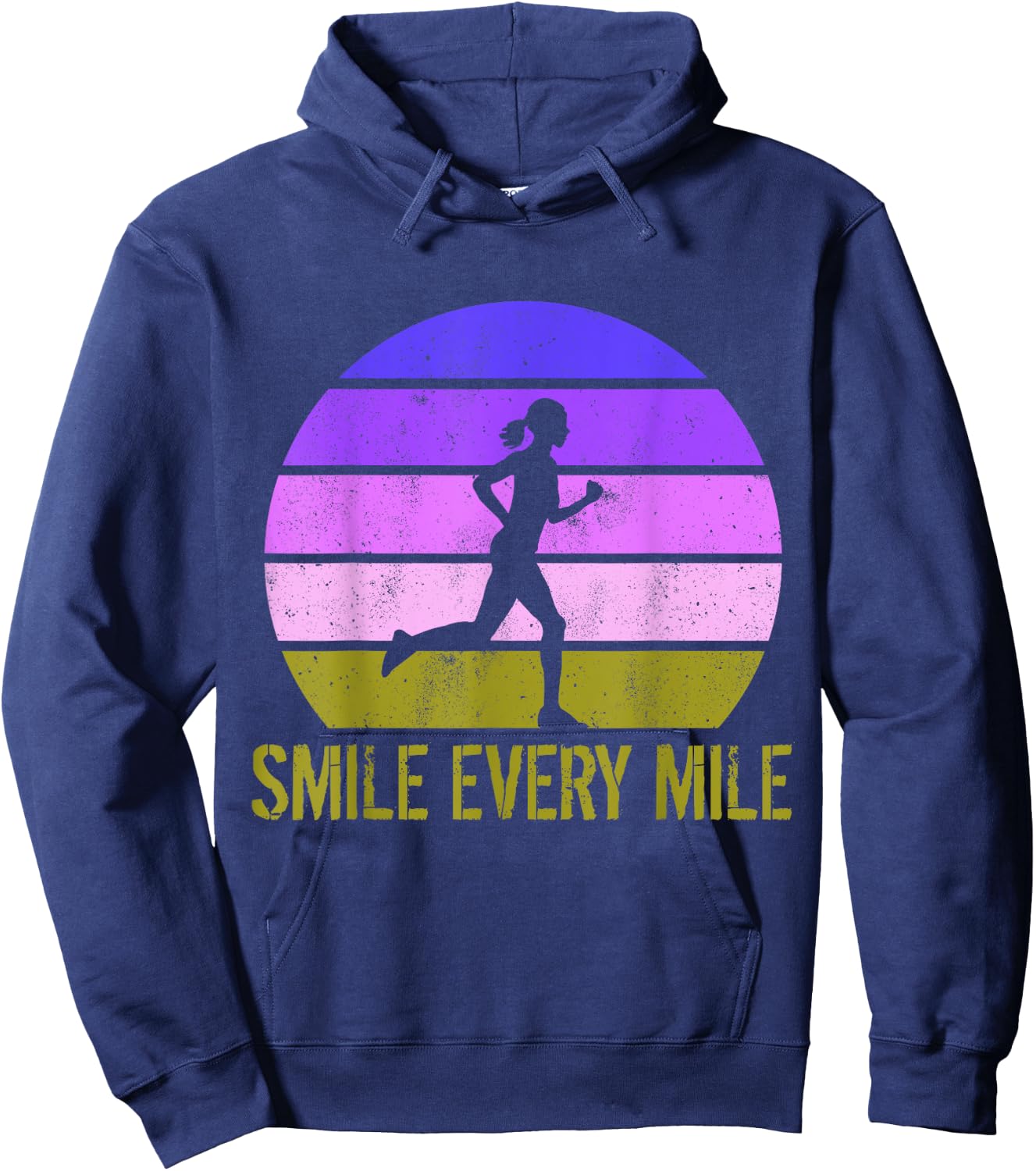 Women Running Marathon Funny Runner Smile Every Mile Hoodie - Hoodie | Navy