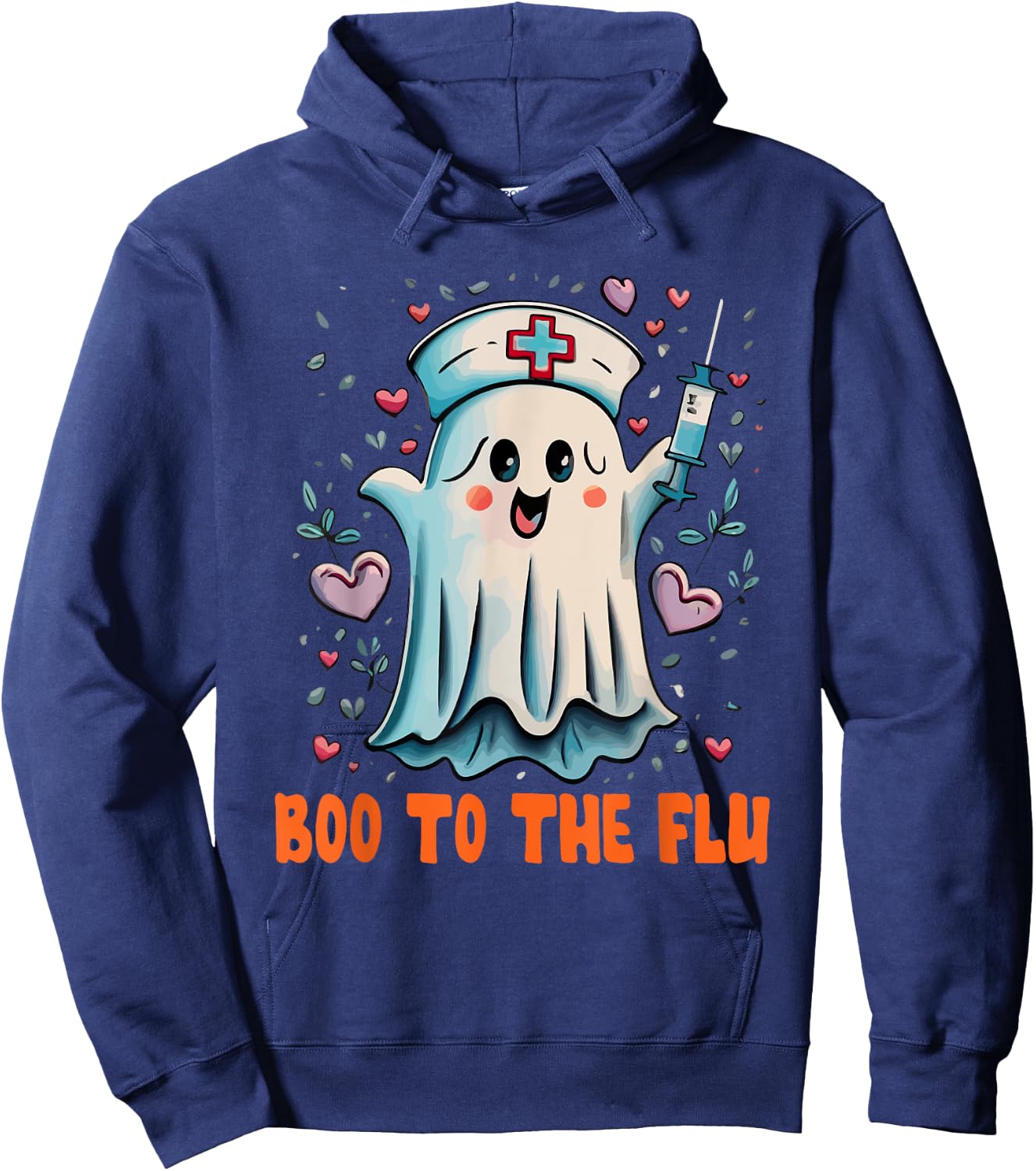 Boo To Flu Ghost Retro Halloween Hoodie - Hoodie | Navy