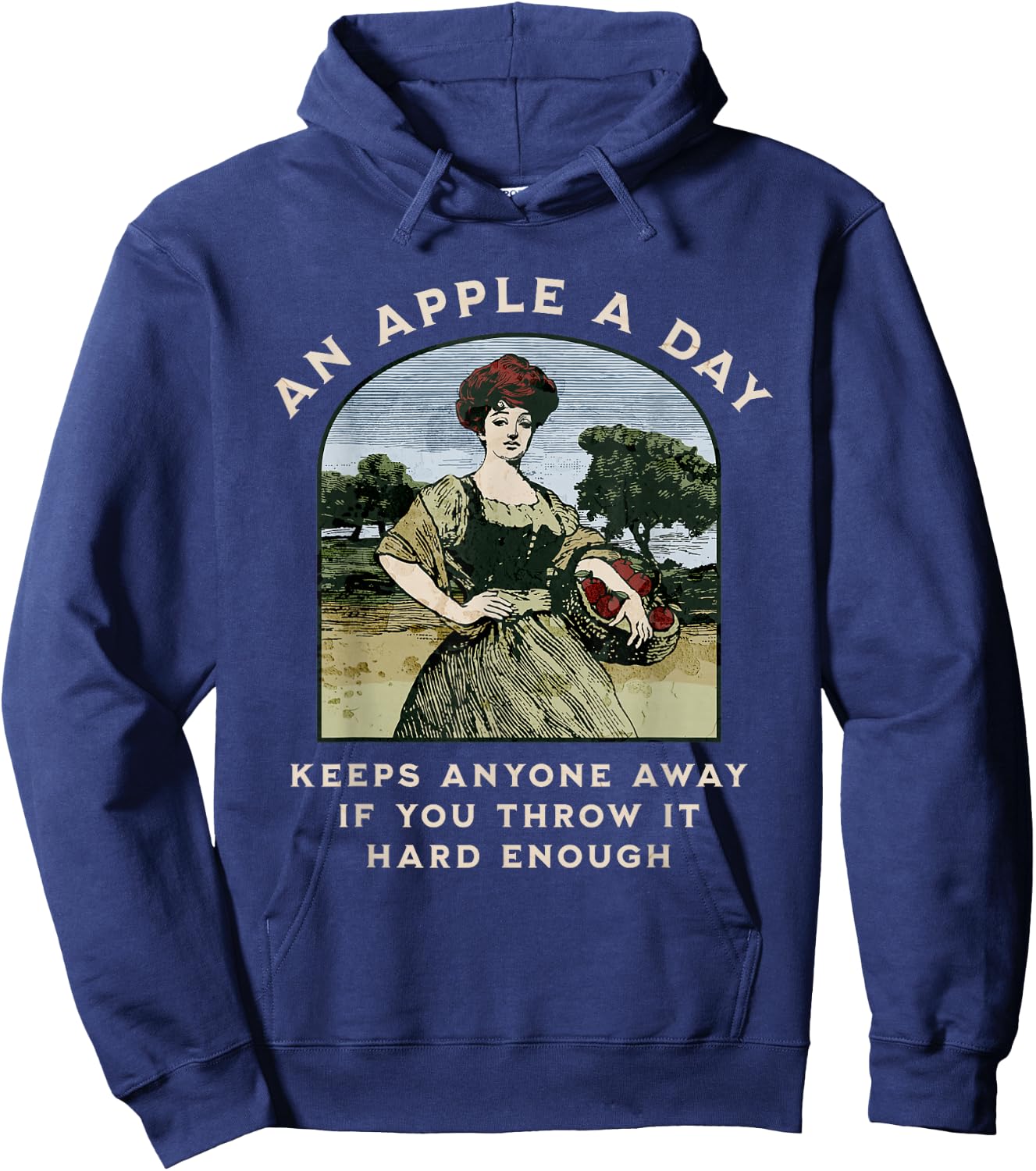 An Apple a Day Keeps Anyone Away If You Throw It Hard Enough Hoodie - Hoodie | Navy