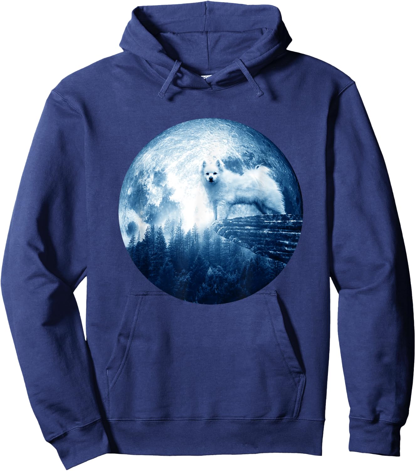 American Eskimo Dog Moon Dog Mom Dad Women Men Dog Lovers Hoodie - Hoodie | Navy