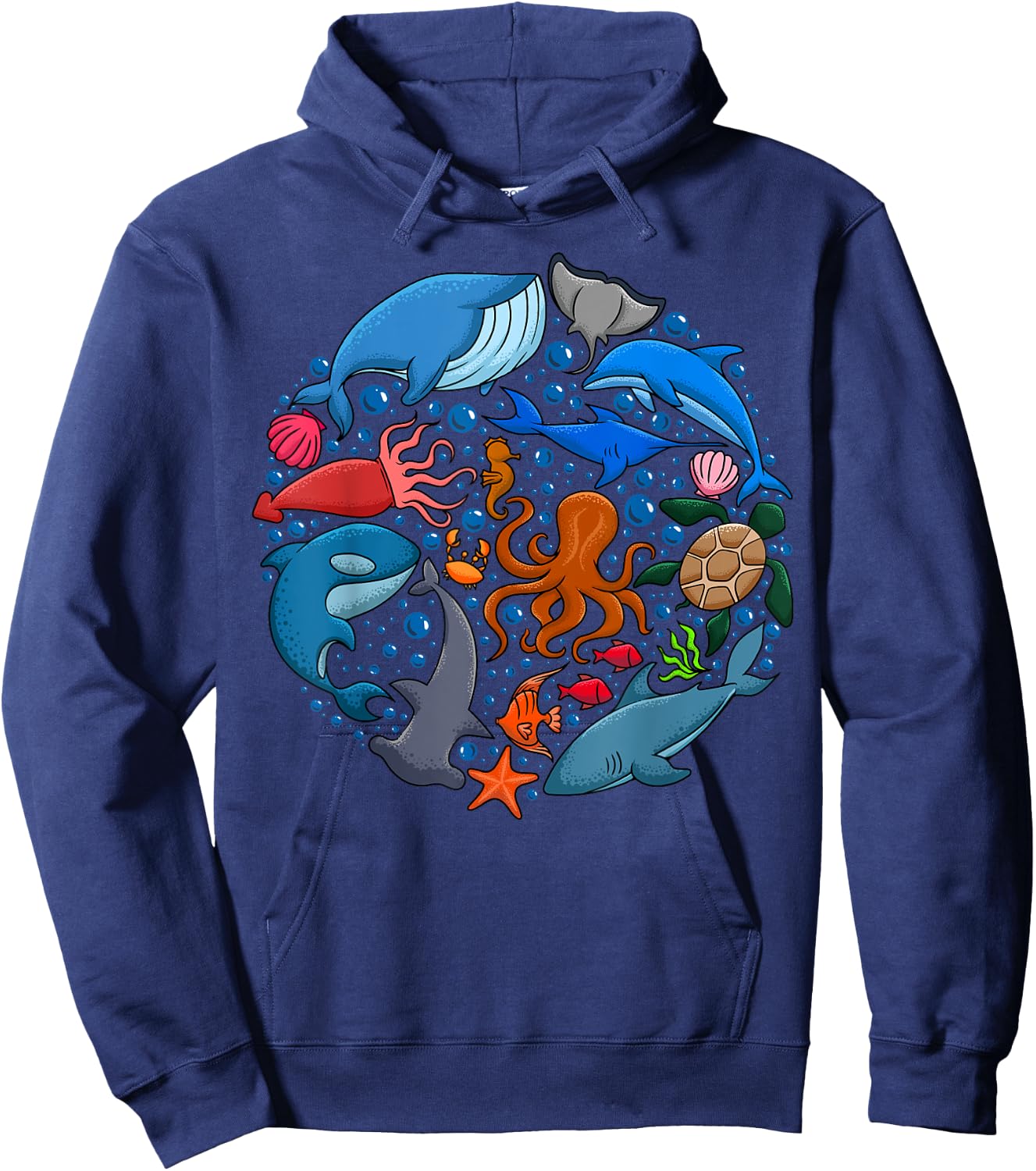 Cute Sea Animals Ocean Creatures Marine Wildlife Hoodie - Hoodie | Navy