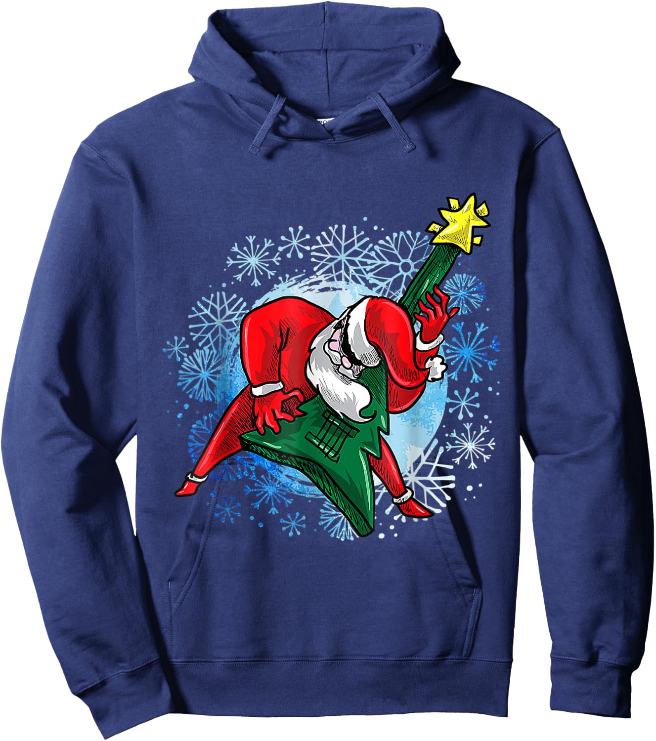 OHO Santa The Guitarist Play Tree Guitar Gift women Hoodie - Hoodie | Navy