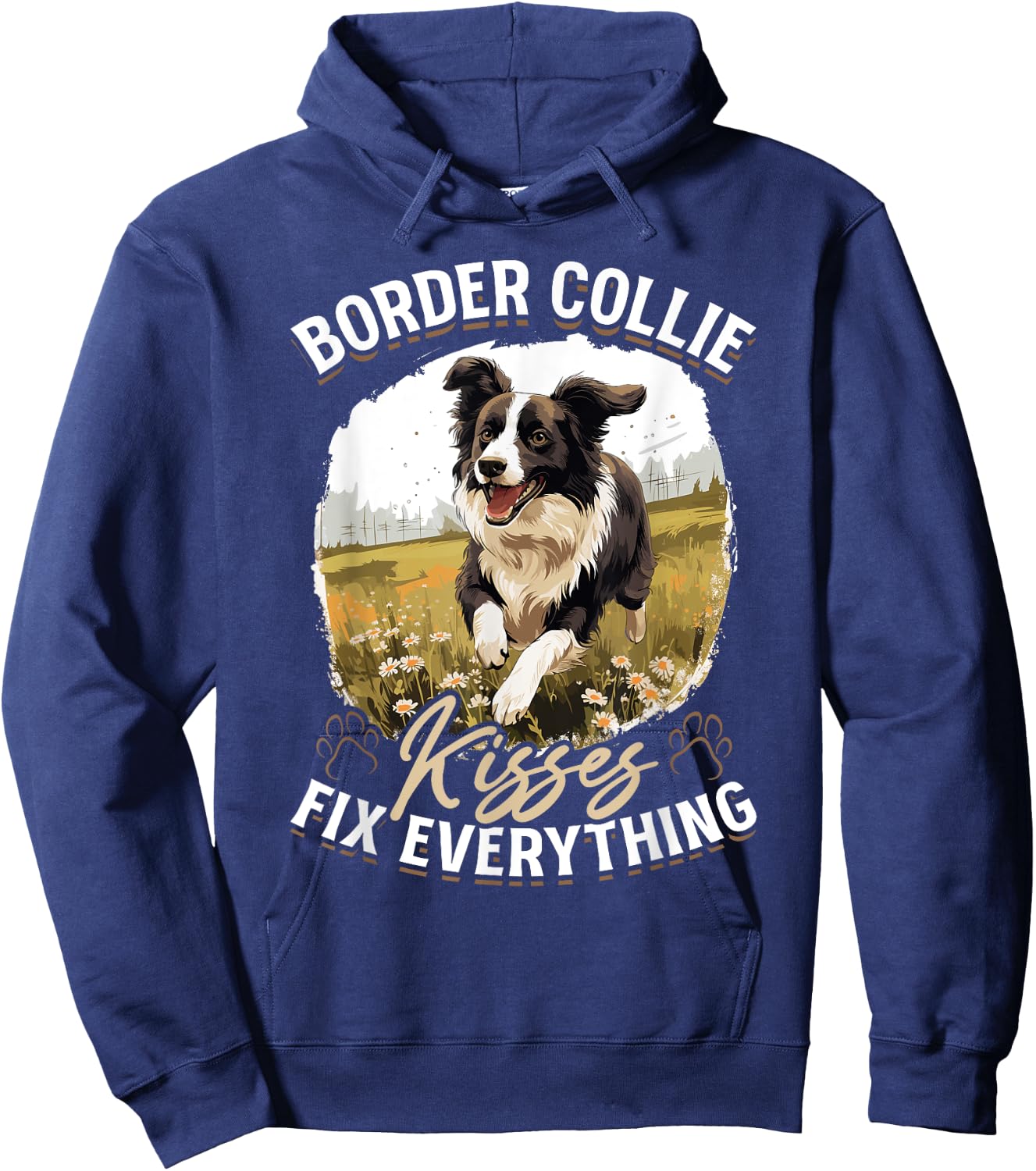 Border Collie Dog - Border Collie kisses fix everything Women Kids Hoodie - Hoodie | Navy