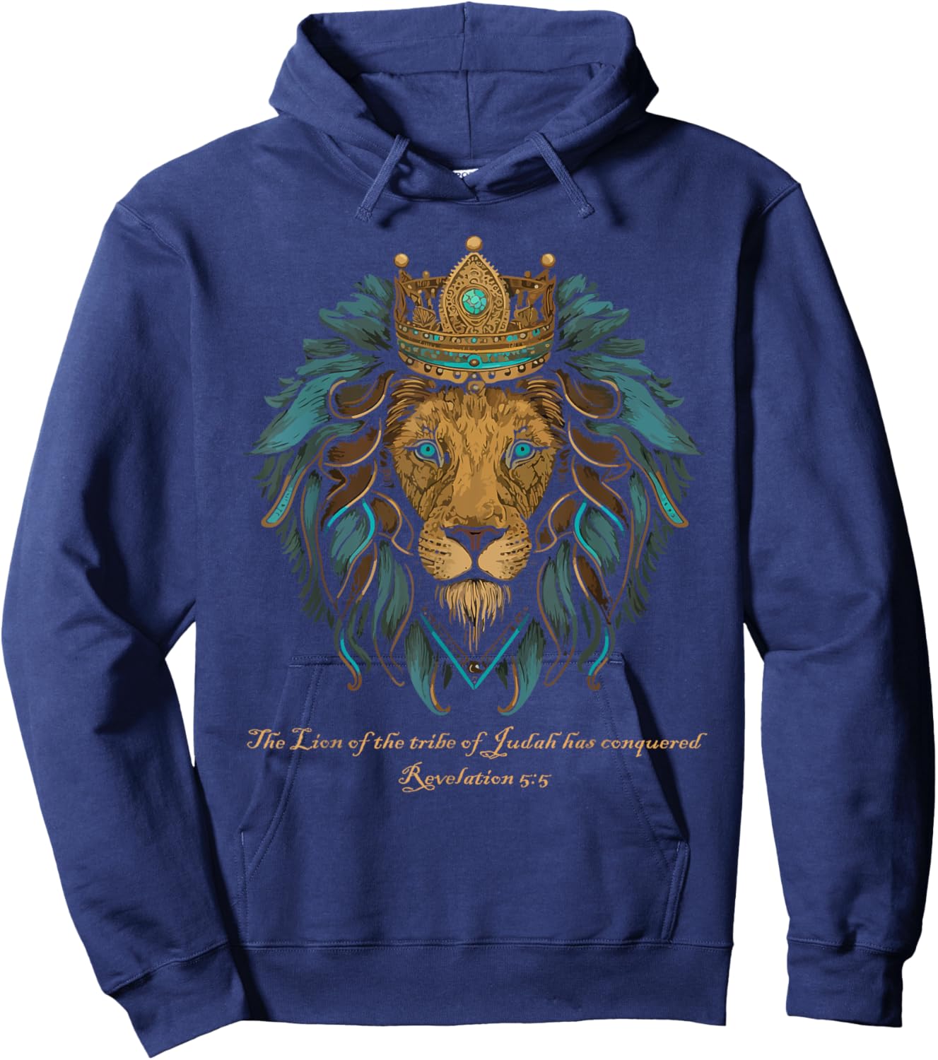 Lion of Judah Jesus Revelation Bible Verse Christian Hoodie - Hoodie | Navy