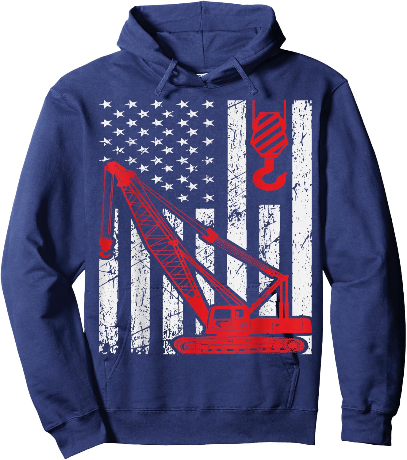 Excavating Machinery Retro bulldozer Excavator Co Men's Black Construction Worker Hoodie - Hoodie | Navy