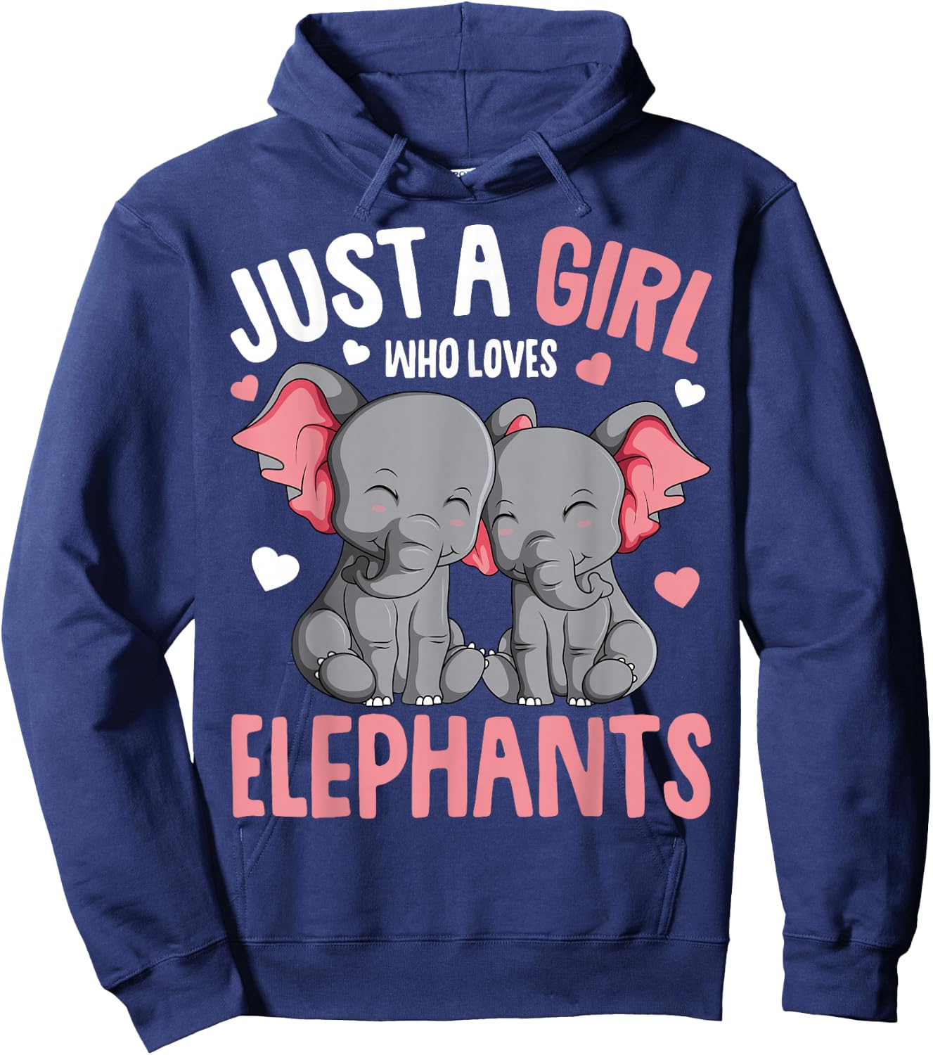 Just a Girl who Loves Elephants Kids Girls Elephant Lover Hoodie - Hoodie | Navy