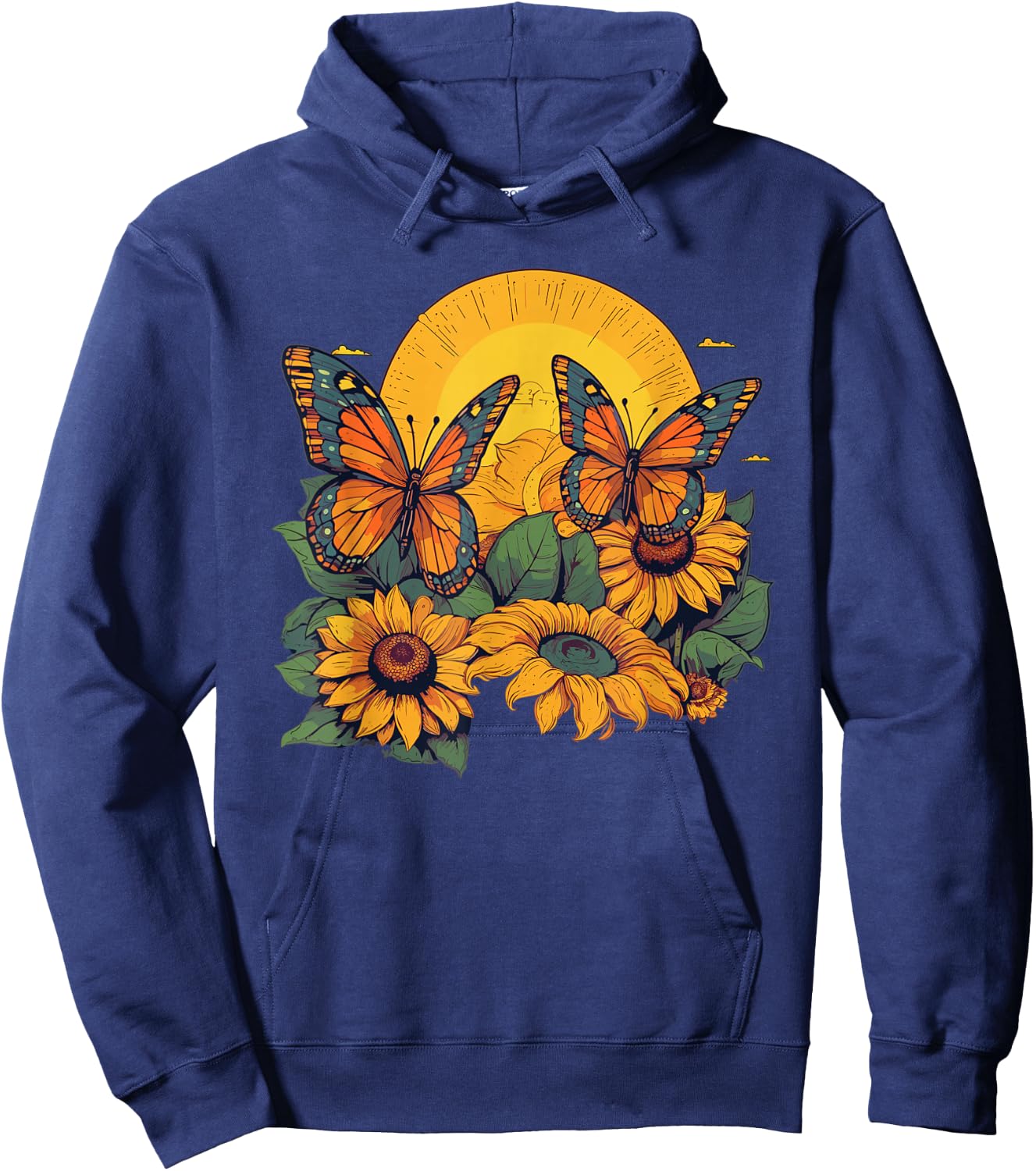 Butterfly Sunflower Art Monarch Butterfly Quote Hoodie - Hoodie | Navy