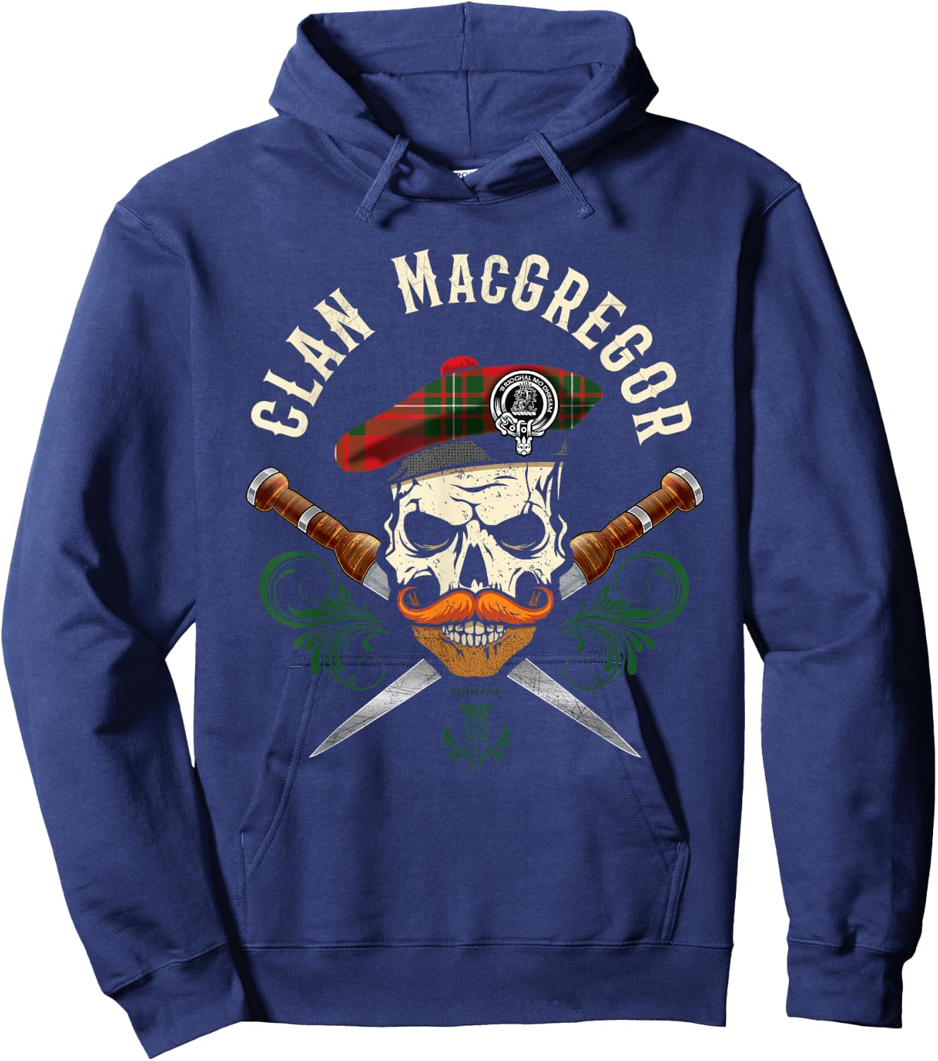 Scottish Clan MacGregor Surname Skull Dirks Tartan Badge Hoodie - Hoodie | Navy