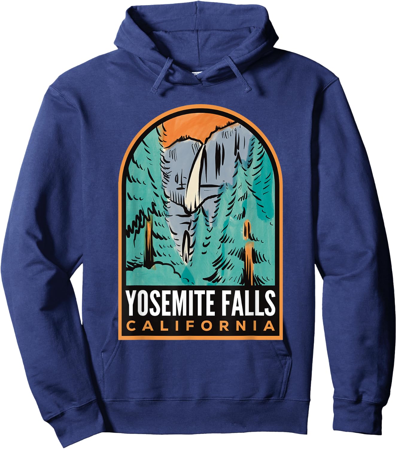 Yosemite Falls National Park Valley Waterfall Hoodie - Hoodie | Navy